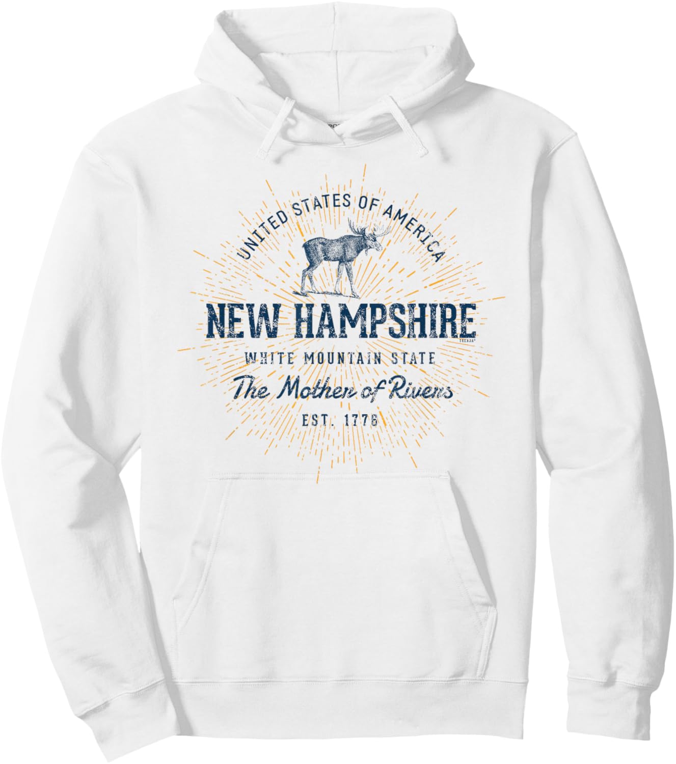 Retro Vintage State of New Hampshire Hoodie - Hoodie | White