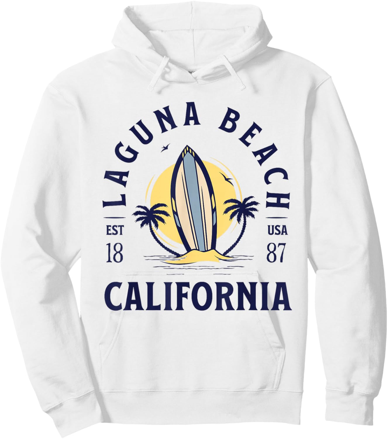 Laguna Beach California Surf Summer Vacation Vintage Hoodie - Hoodie | White