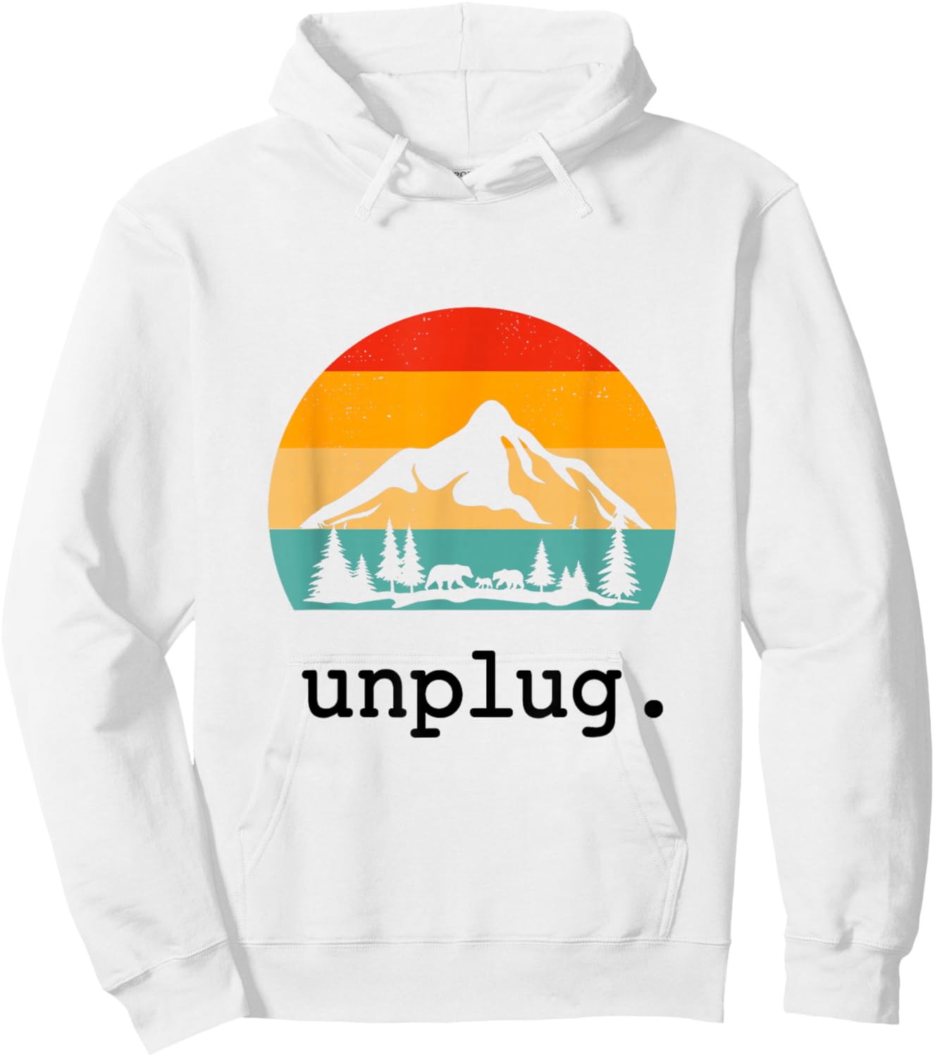 Unplug. Hiking Shirt Retro Nature Summer Vacation Hiker Hoodie - Hoodie | White