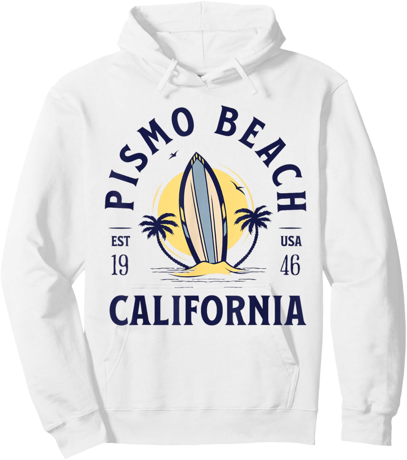 Pismo Beach California Surf Summer Vacation Vintage Hoodie - Hoodie | White