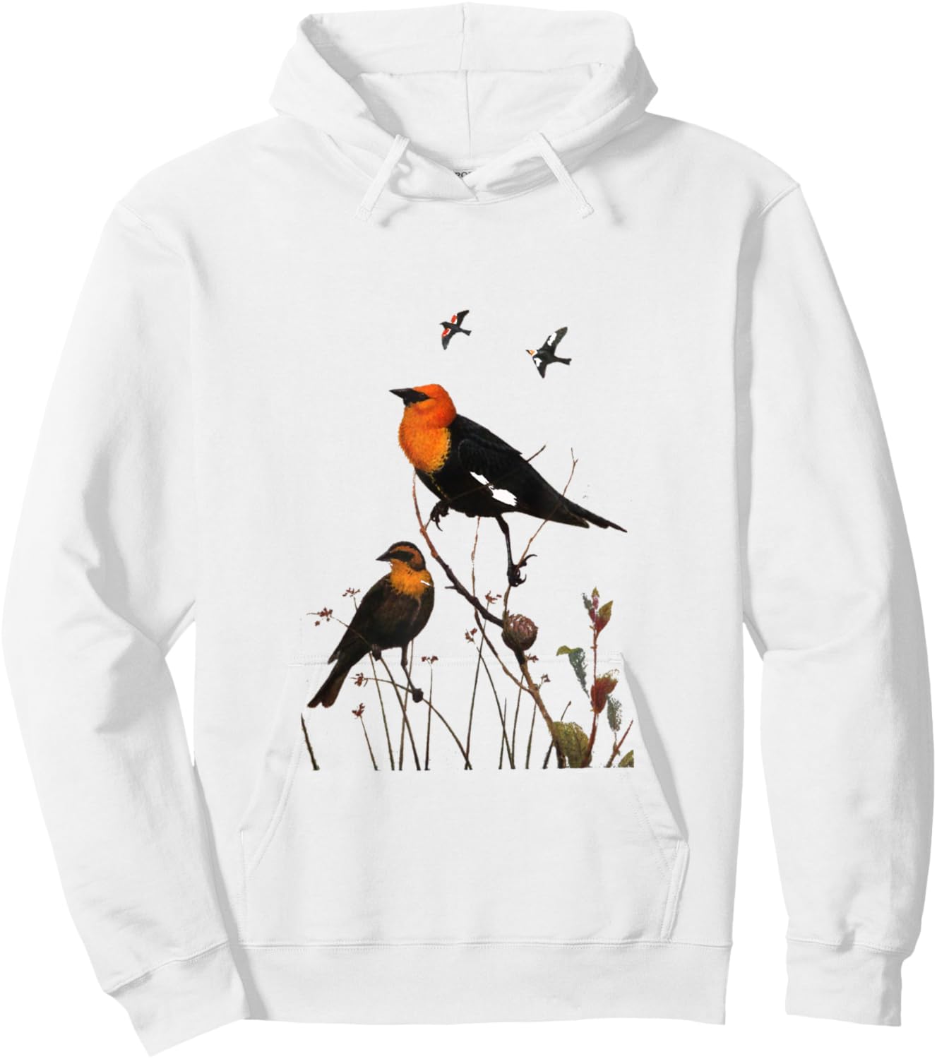 Yellow-Headed Blackbird Hoodie - Hoodie | White