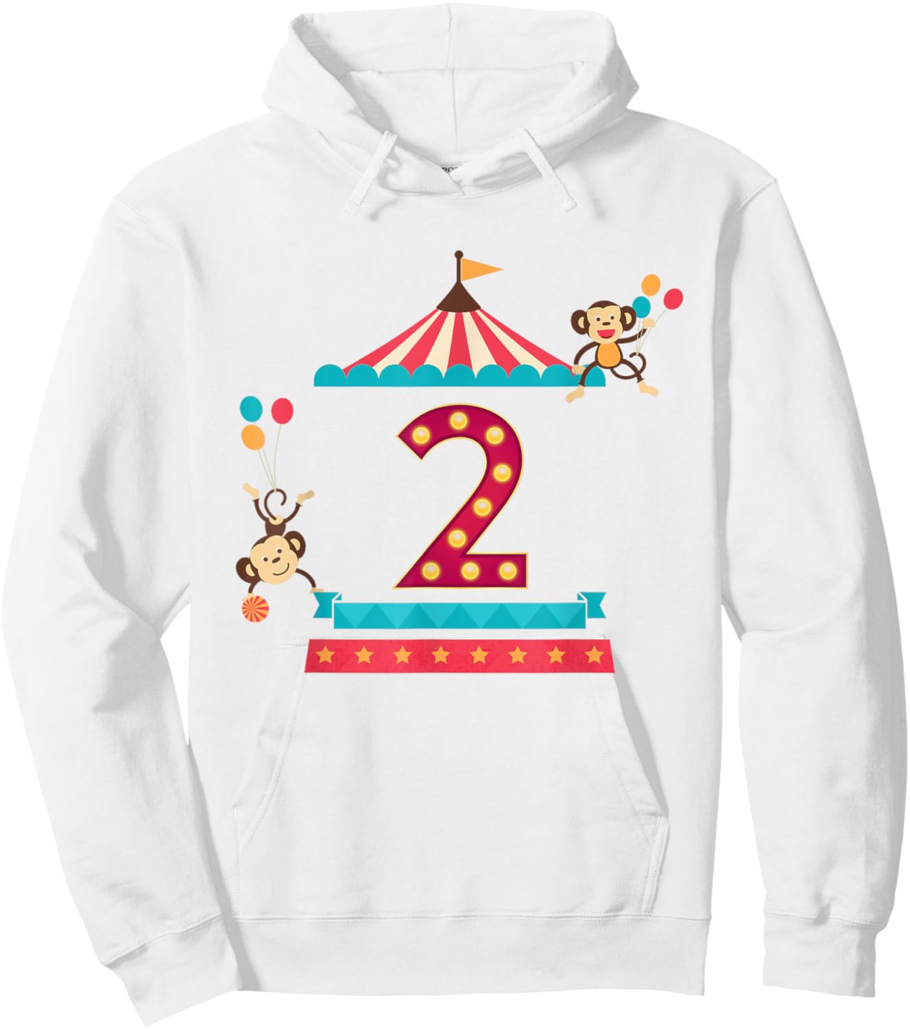 2nd Birthday Circus Top Monkeys 2 Year Old Toddler Carnival Hoodie - Hoodie | White
