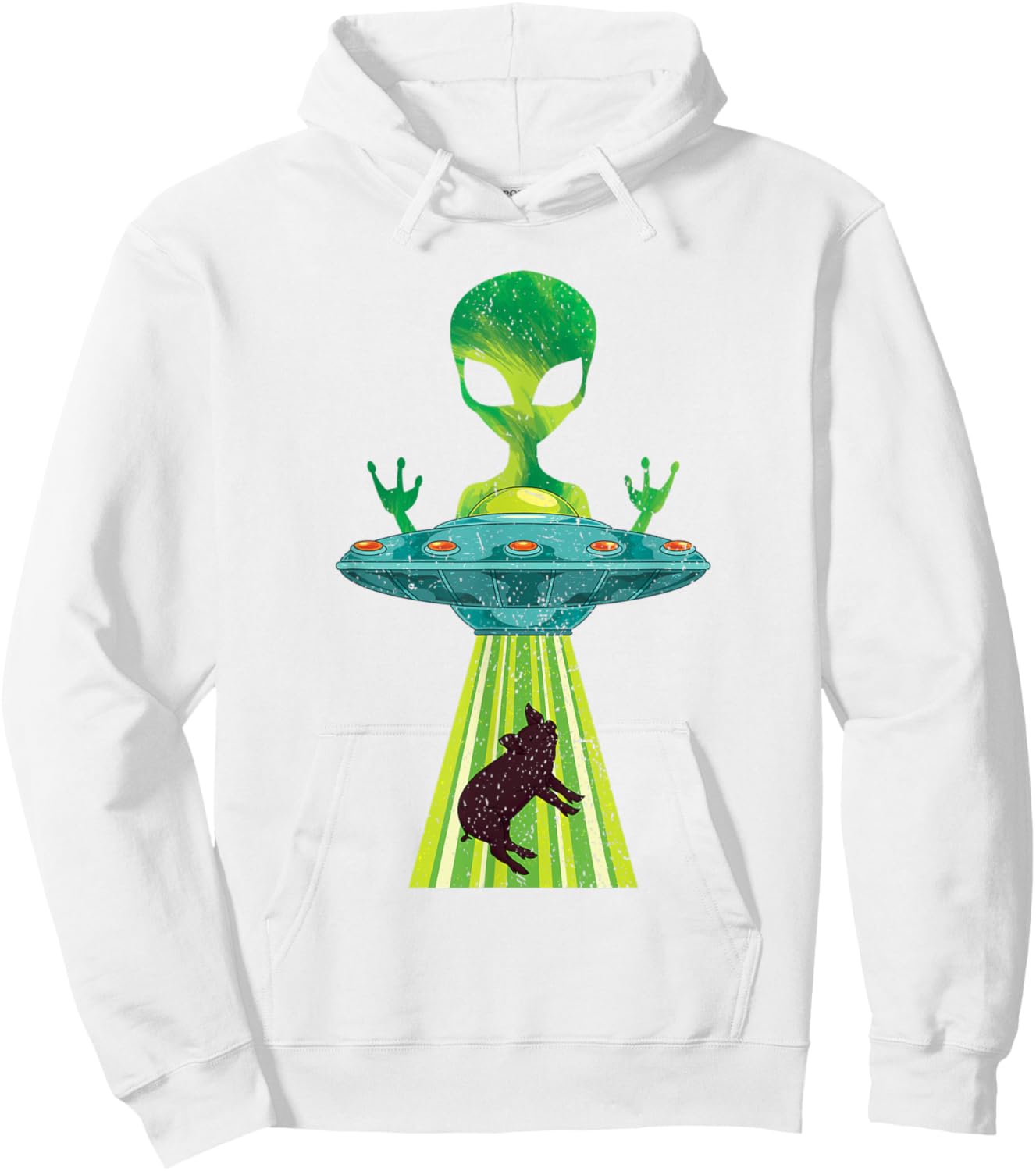 Farm Animal Sci Fi Alien Believer Pig UFO Abduction Alien Hoodie - Hoodie | White