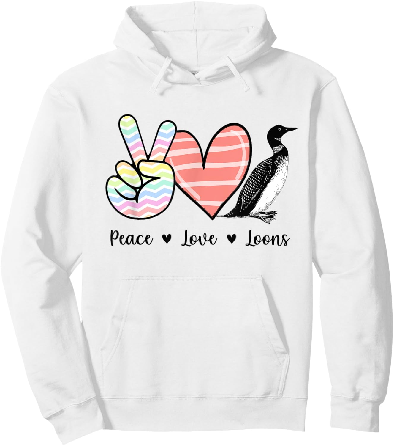 Peace love loons Loon bird Hoodie - Hoodie | White
