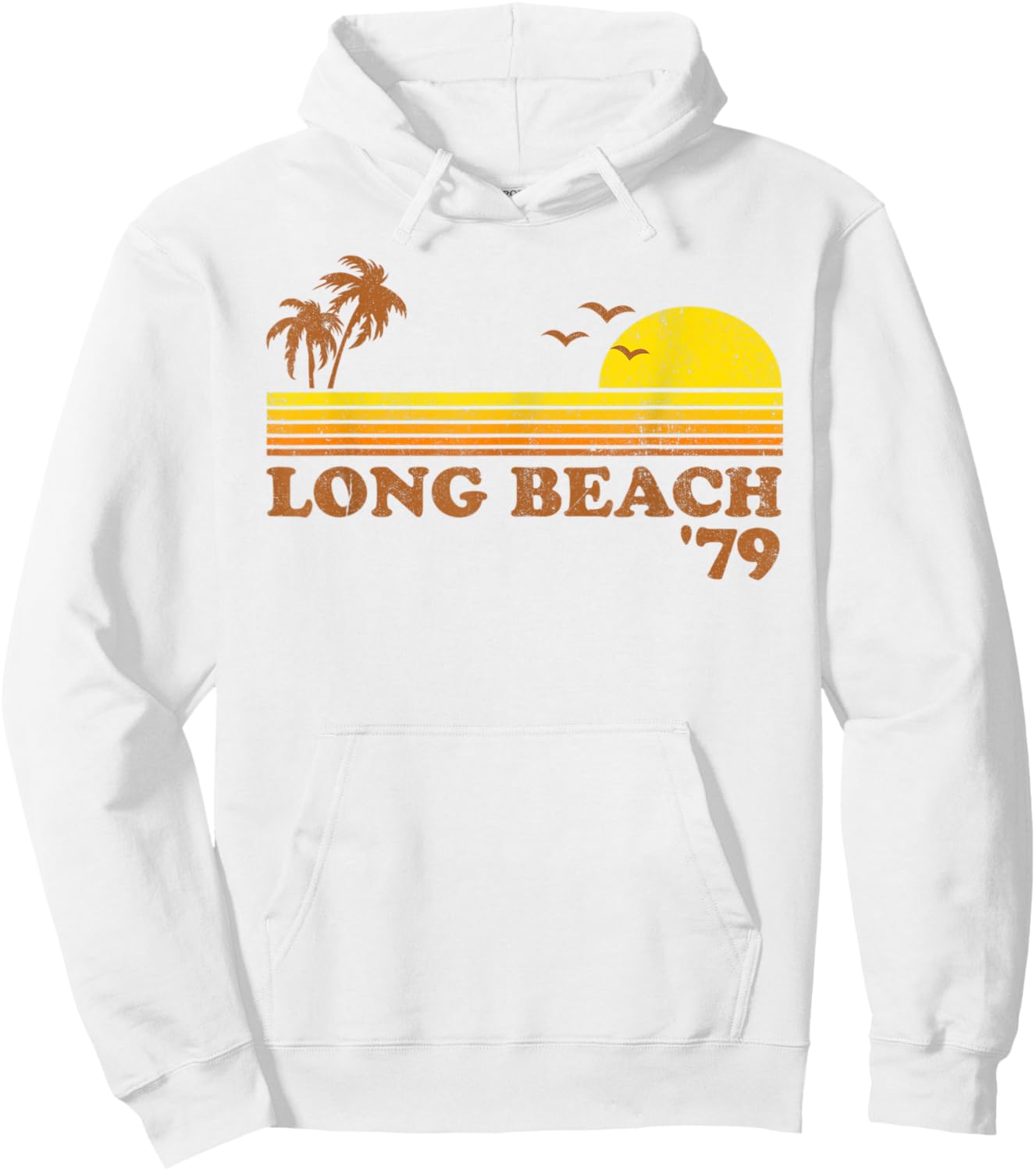Vintage Long Beach California Retro Sunset Surfing 70's Gift Hoodie - Hoodie | White