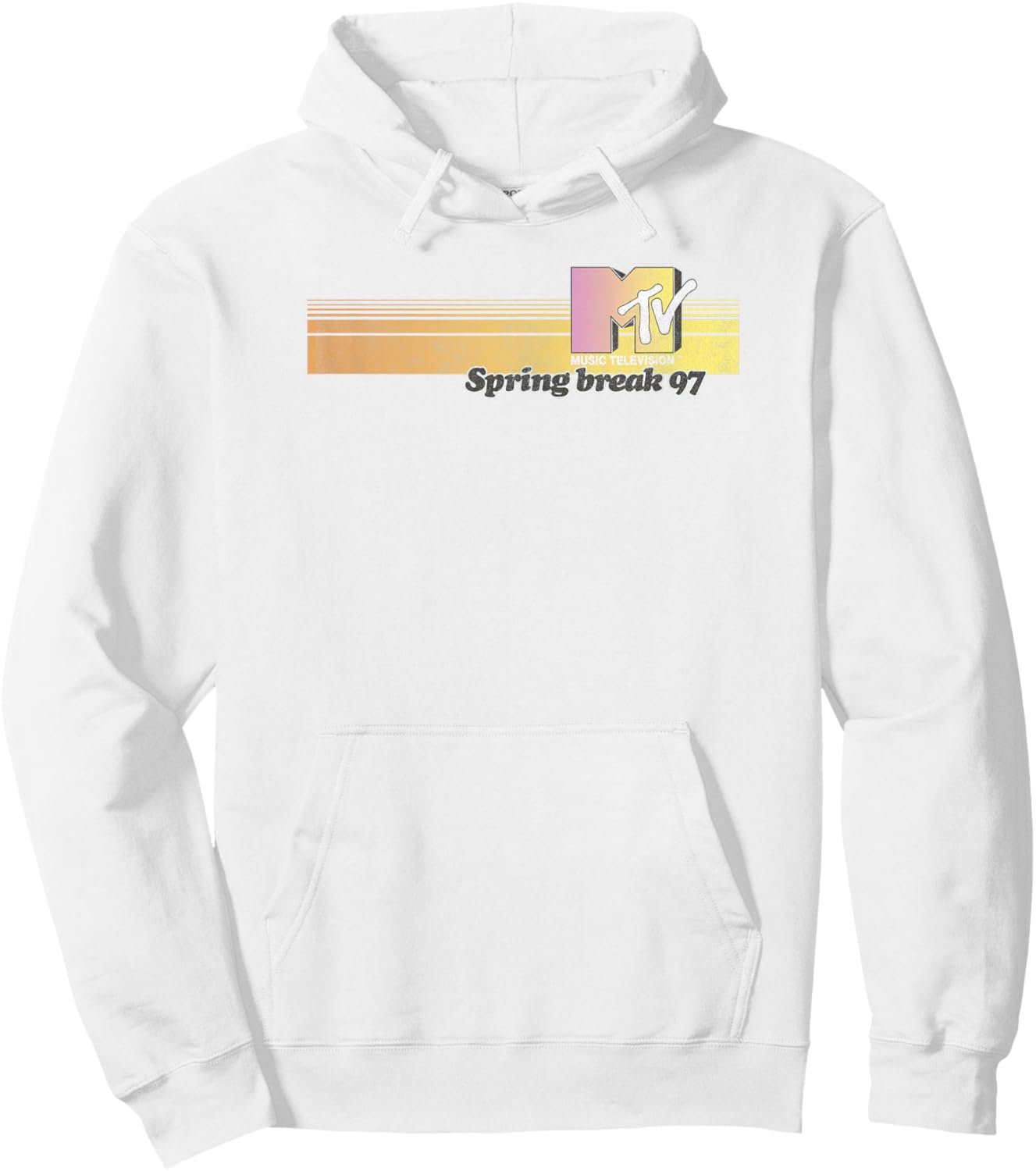MTV Spring Break 97 Retro Striped Logo Hoodie - Hoodie | White