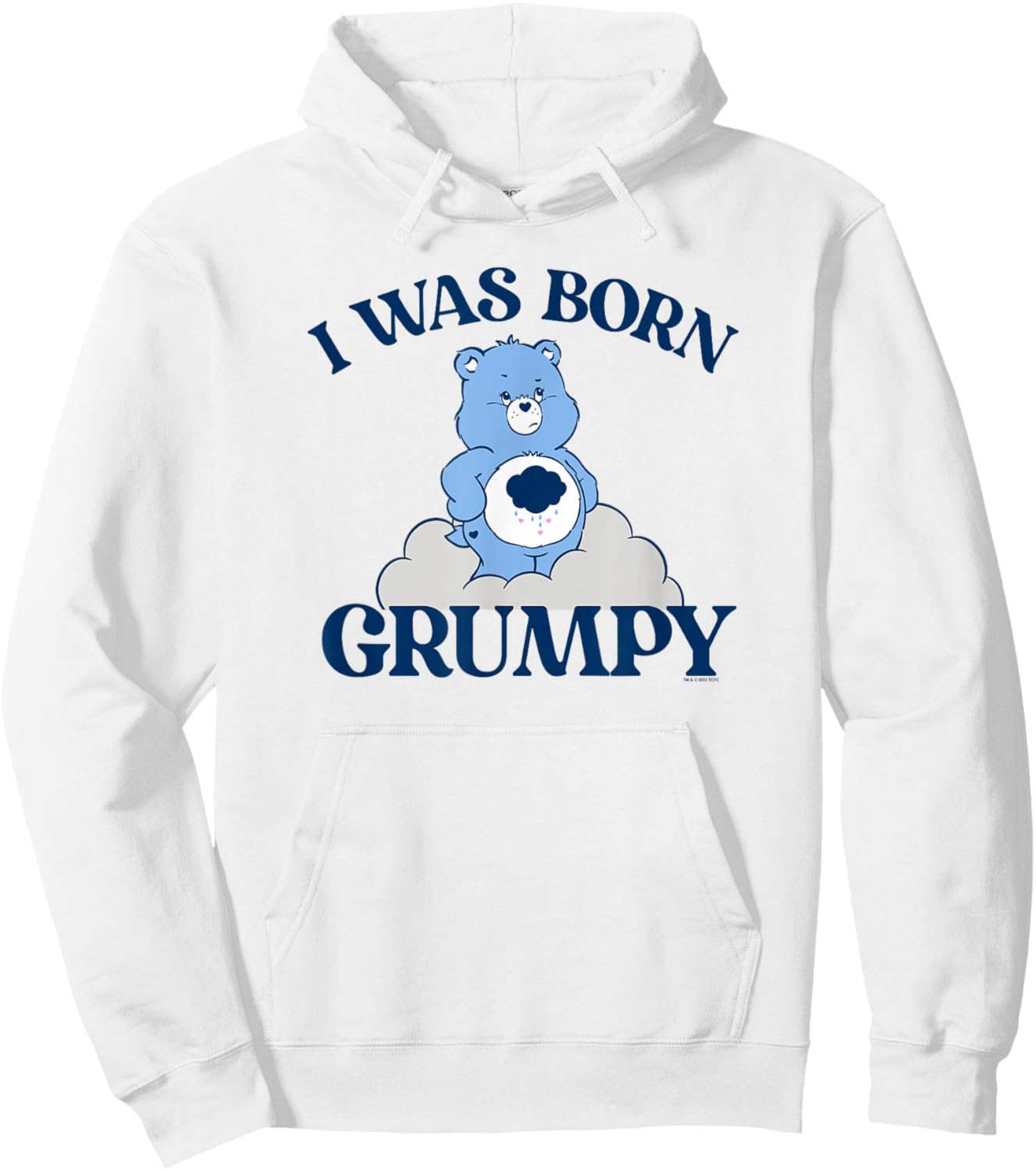 Care Bears Grumpy Bear I was Born Grumpy Cute Cloudy Icon Hoodie - Hoodie | White