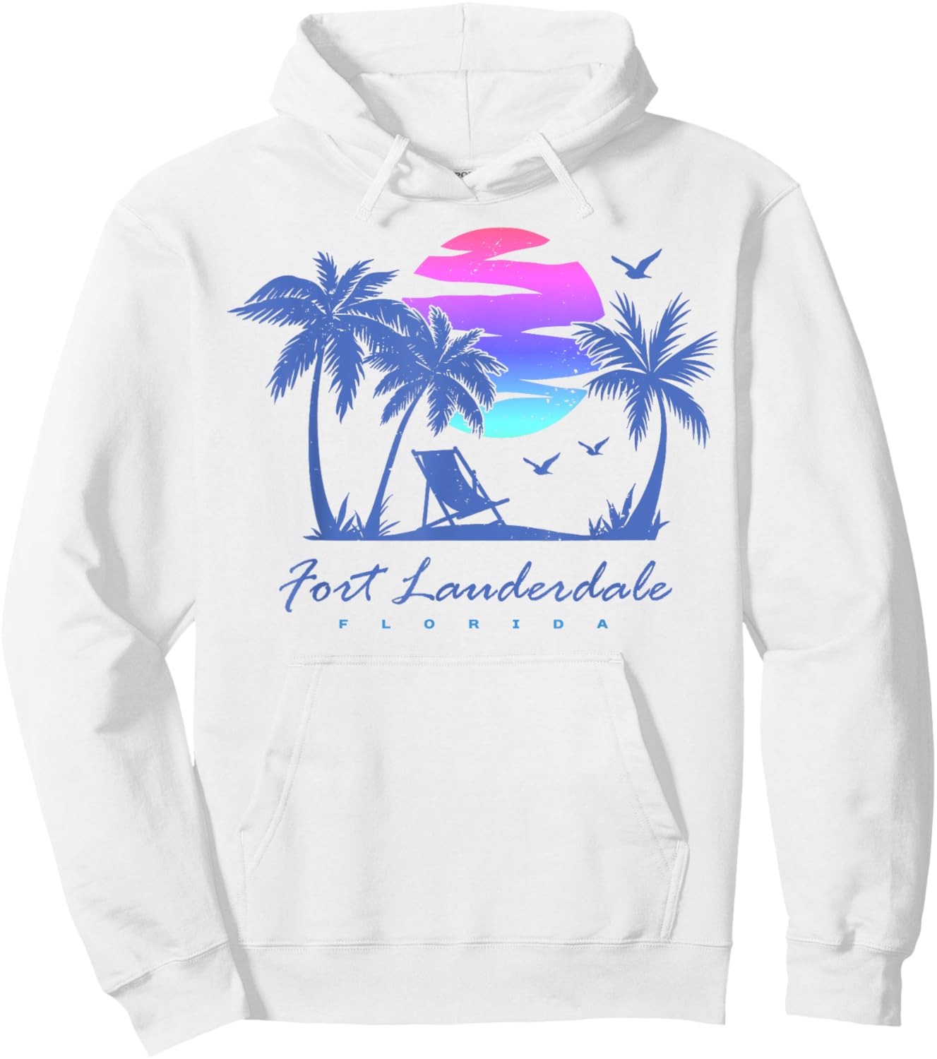 FORT LAUDERDALE FLORIDA Beach Vacation Retro Vintage Sunset Men Women Girls Kids Hoodie - Hoodie | White