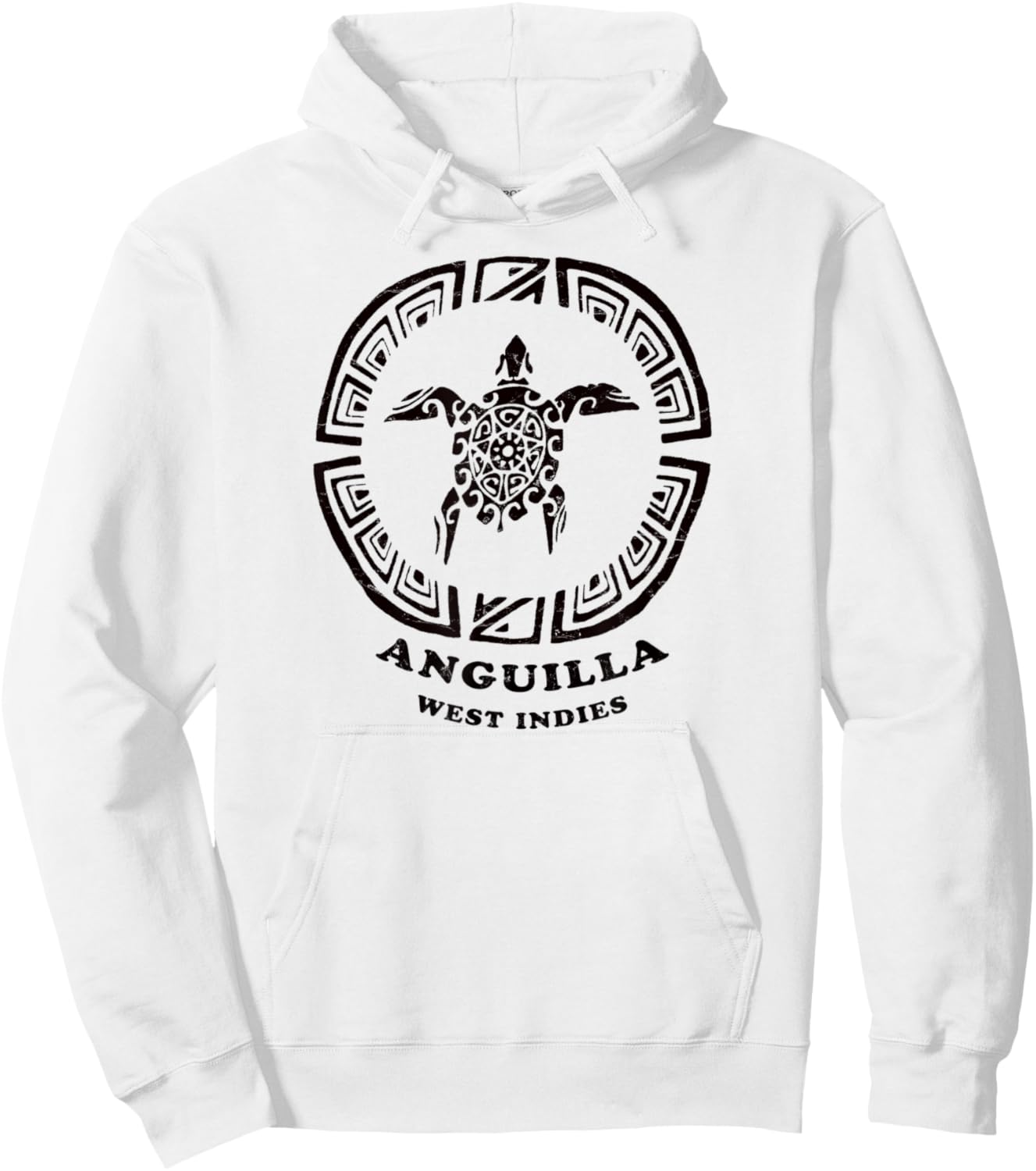 Anguilla, West Indies Vintage Tribal Sea Turtle Vacation Hoodie - Hoodie | White