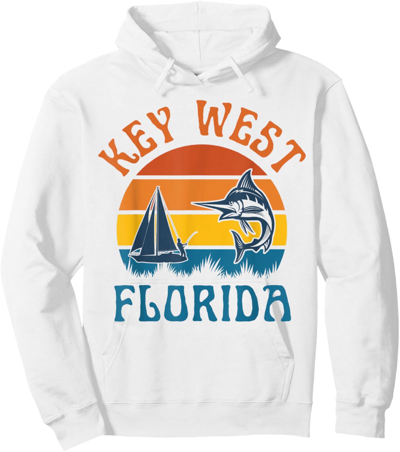 Key West Florida Fishing Marlin Boating Travel Keys Fish Hoodie - Hoodie | White