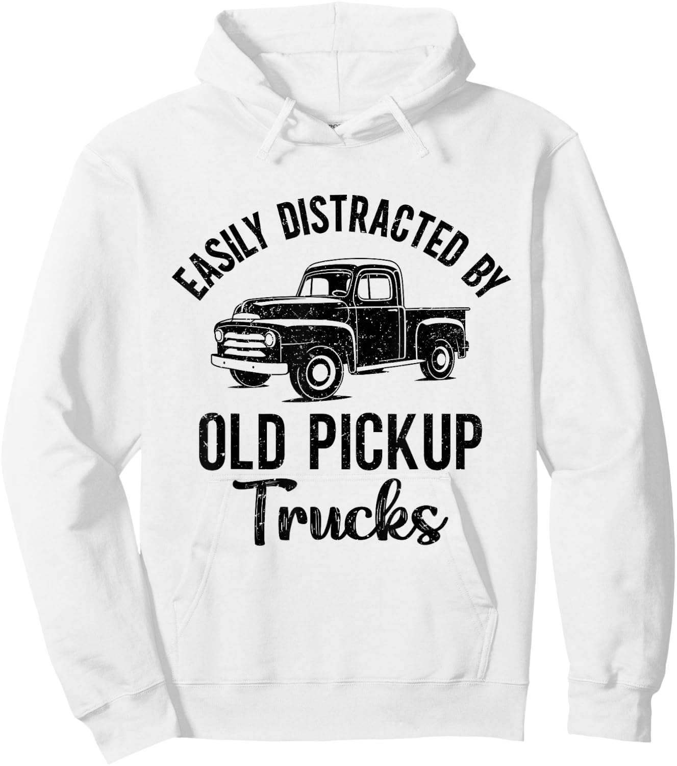 Easily Distracted By Old Pickup Trucks Hoodie - Hoodie | White