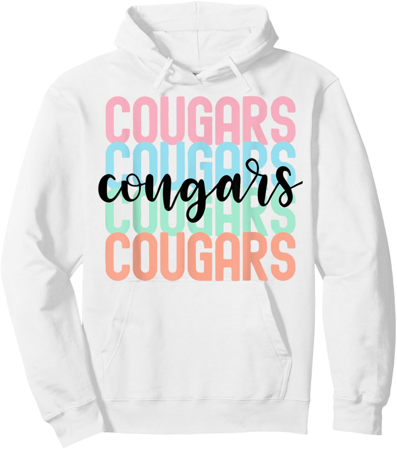 Cougars Team Mascot School Spirit Game Night Hoodie - Hoodie | White