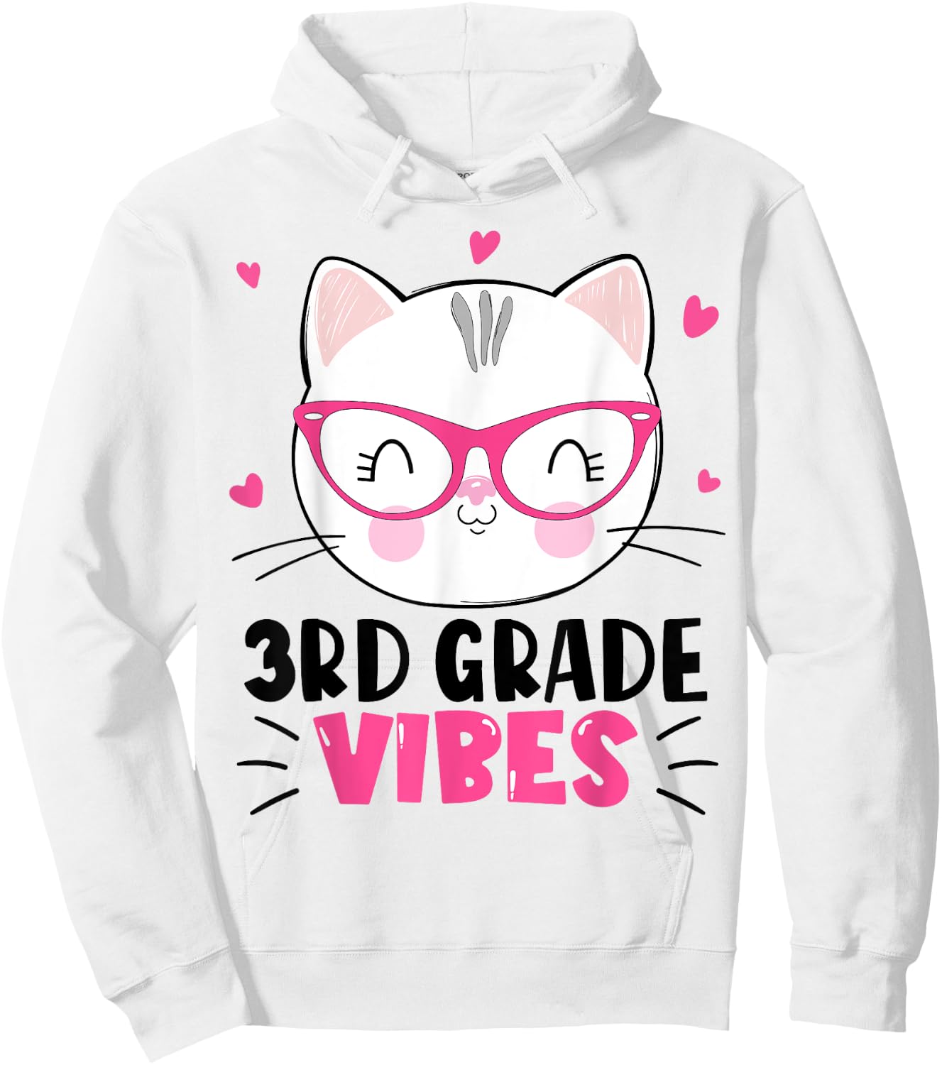 Cute 3rd Grade Vibes Cat Kitten Lover Back To School Girls Hoodie - Hoodie | White