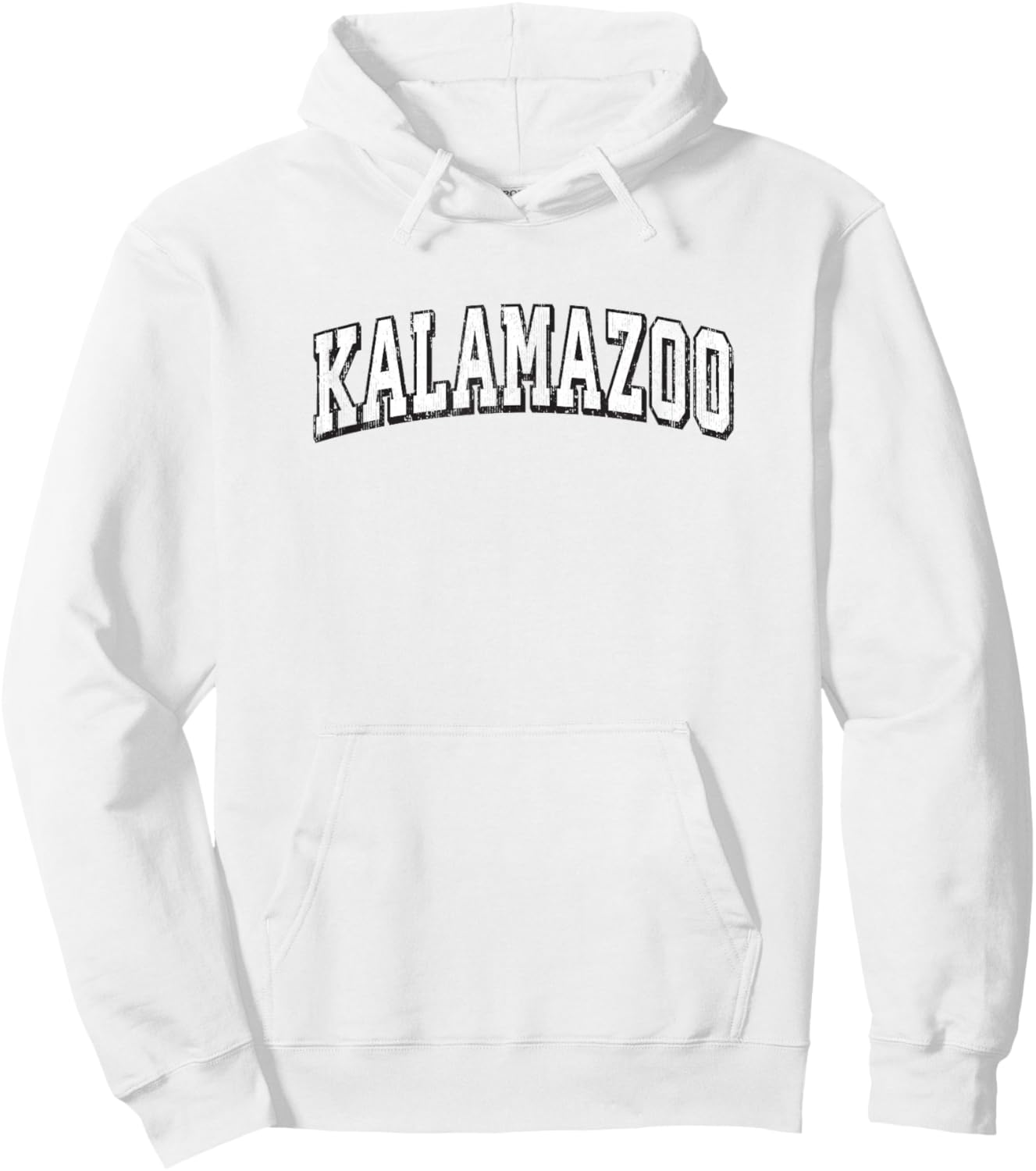 Kalamazoo Michigan Vintage Athletic Sports B&W Print Hoodie - Hoodie | White