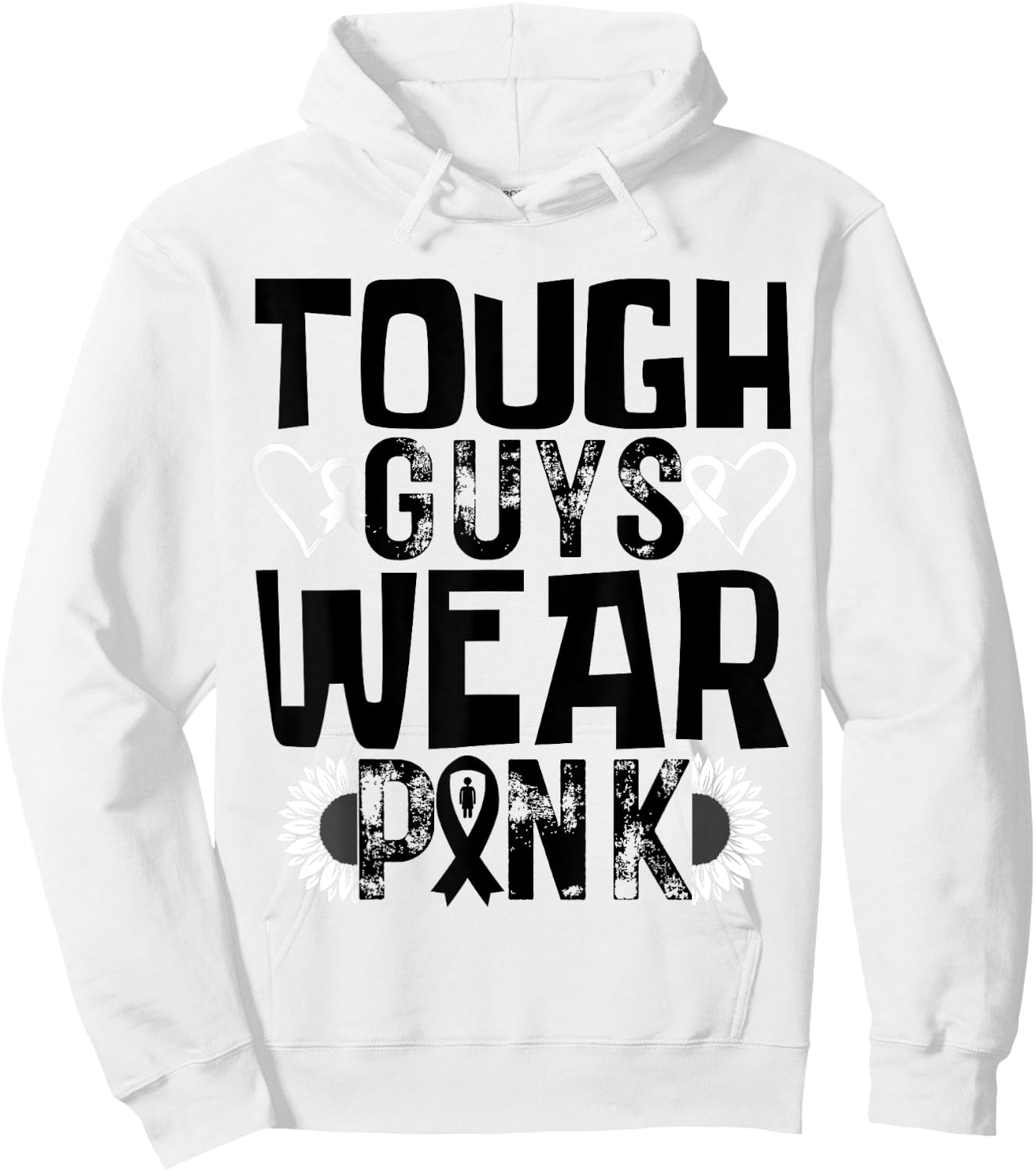 Tough Guys Wear Pink Breast Cancer Awareness Men Boys Pink Hoodie - Hoodie | White