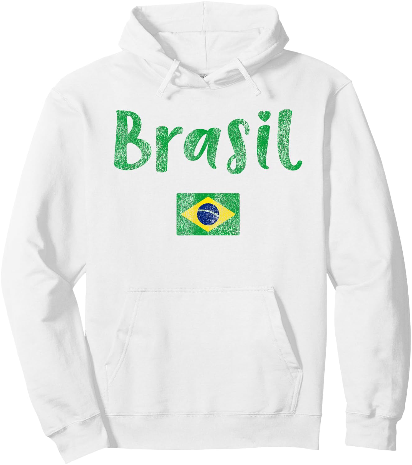 Retro Brazilian Flag of Brazil Souvenir Women Girls Brasil Hoodie - Hoodie | White