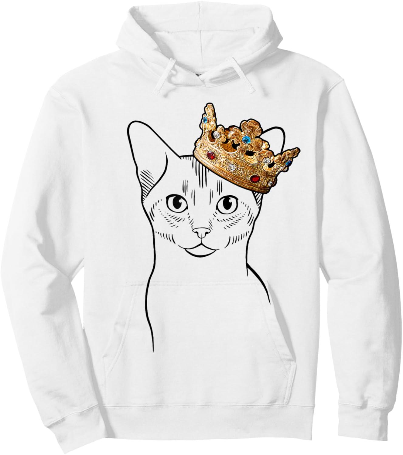 Abyssinian Cat Wearing Crown Women Girls Kids Hoodie - Hoodie | White