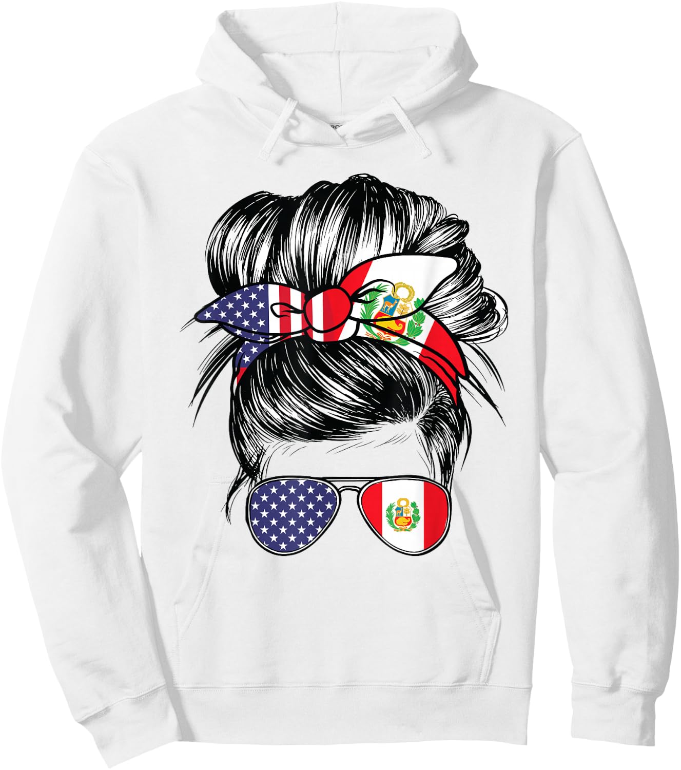 Peru Flag American Women Girl USA Heritage Peruvian Hoodie - Hoodie | White