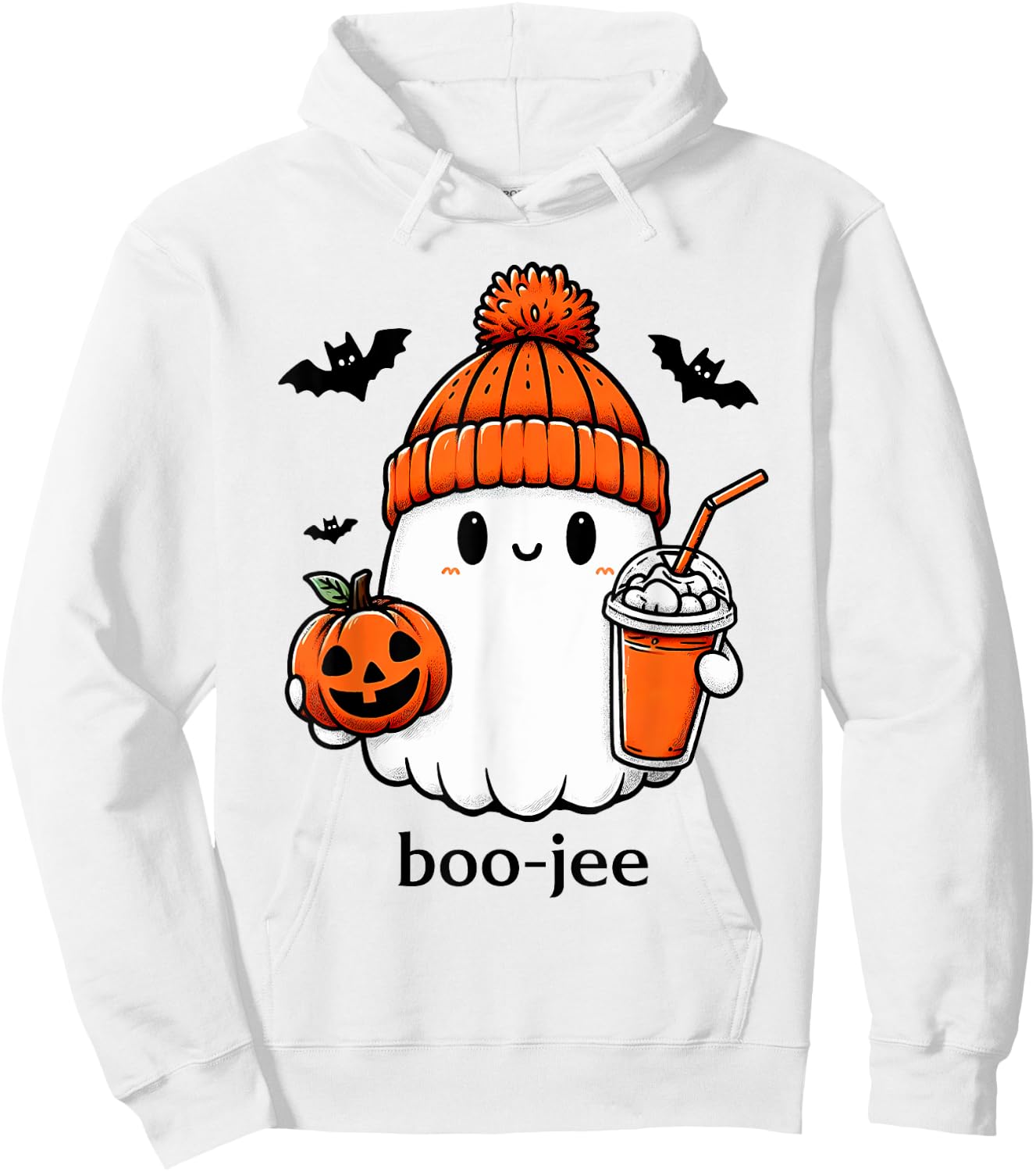 Cute Ghost Bougie Ghost Boo-Jee Halloween Hoodie - Hoodie | White