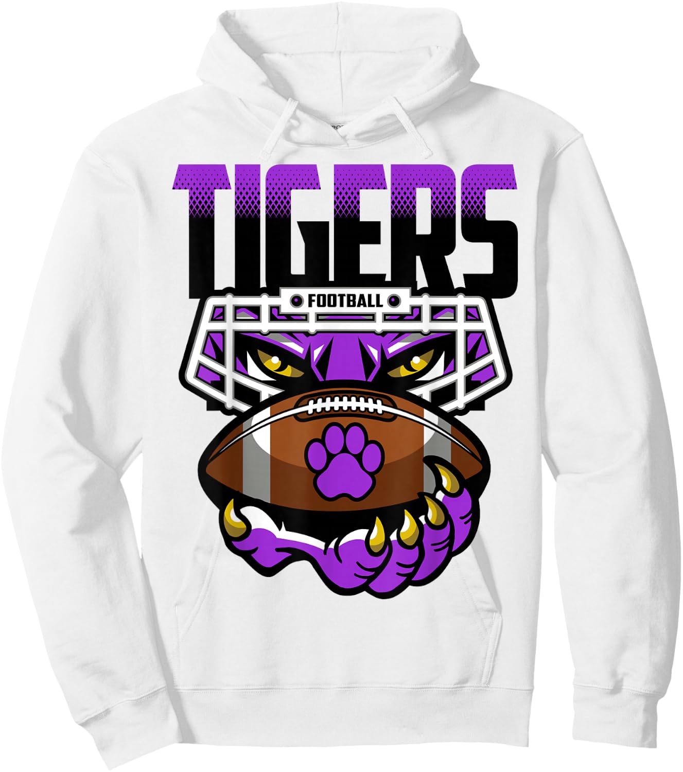 Tigers Football Tiger Pride School Spirit Purple Tigers Hoodie - Hoodie | White