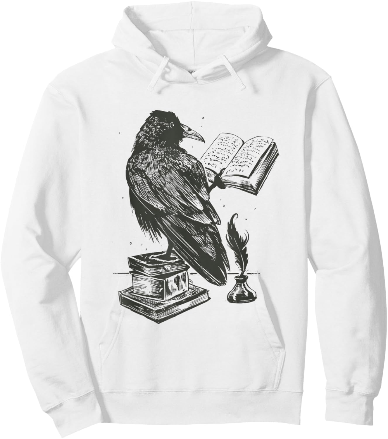 Black Bird Raven Book Lovers Men Women Graphic Hoodie - Hoodie | White