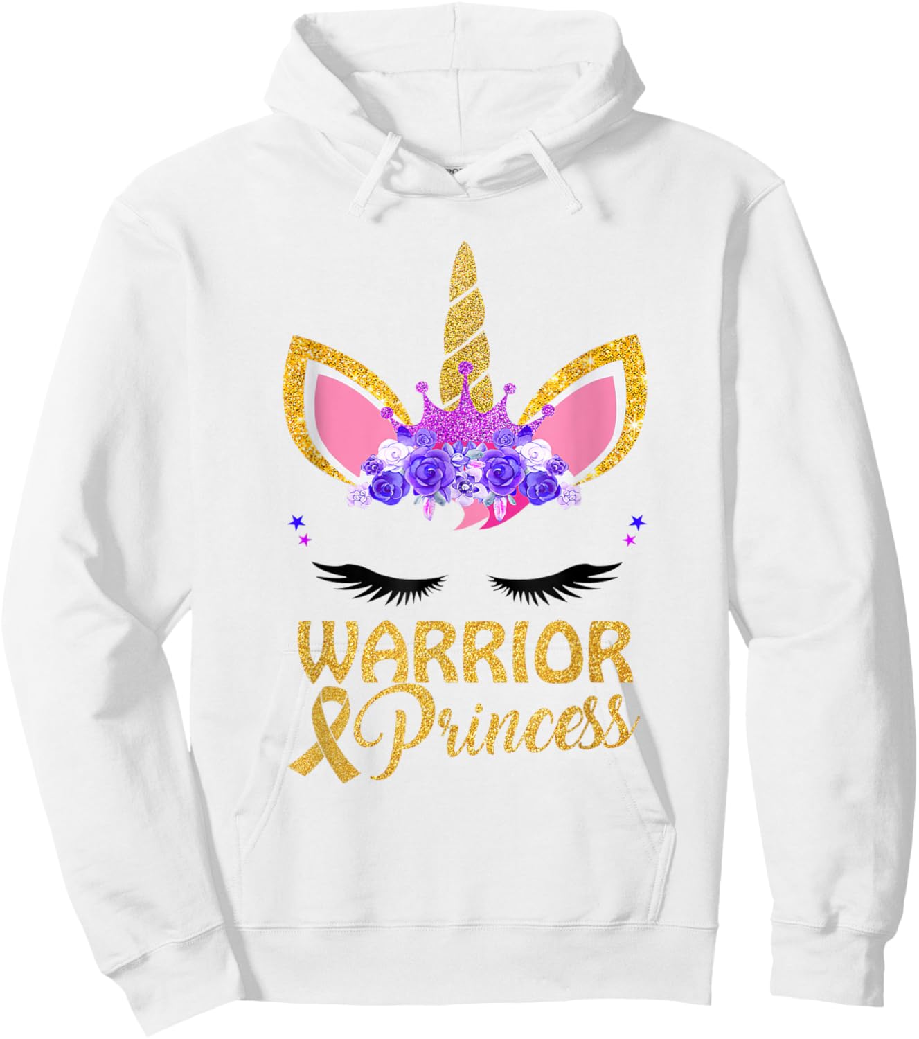Childhood Cancer Awareness Unicorn Warrior Princess Hoodie - Hoodie | White