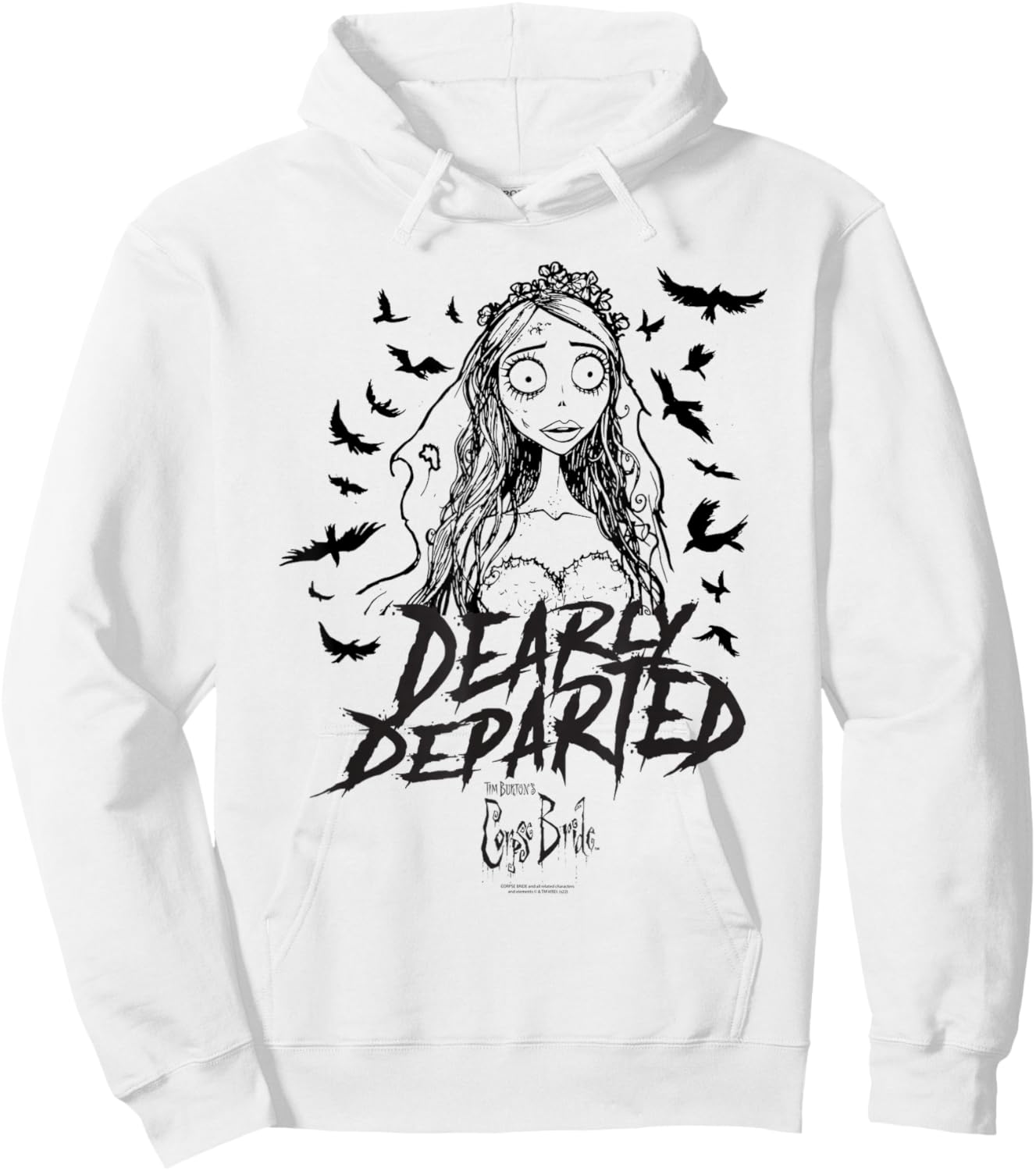 Corpse Bride Dearly Departed Black Bat Outline Movie Hoodie - Hoodie | White