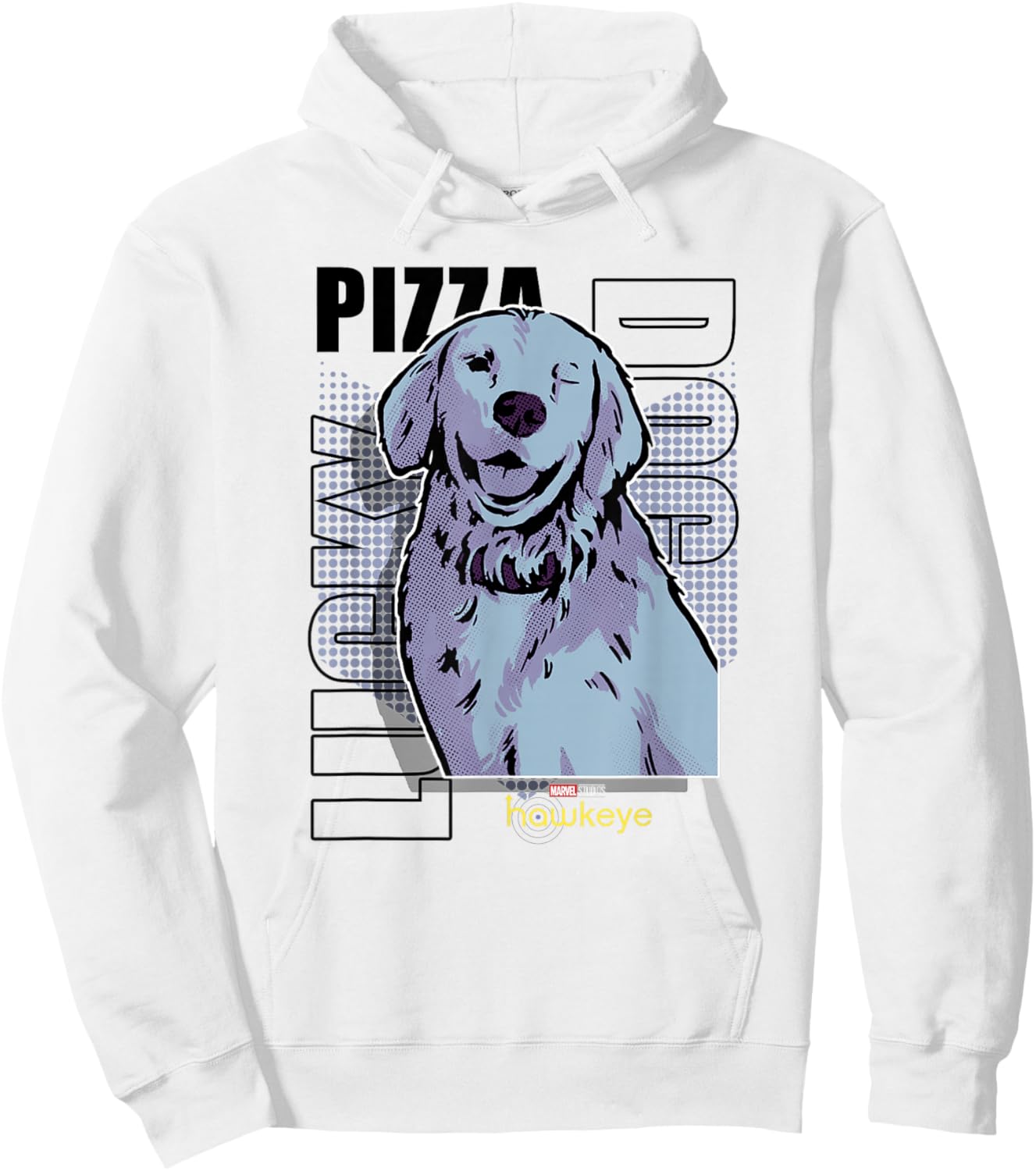 Marvel Hawkeye Disney Plus Lucky Pizza Dog Line Art Poster Hoodie - Hoodie | White