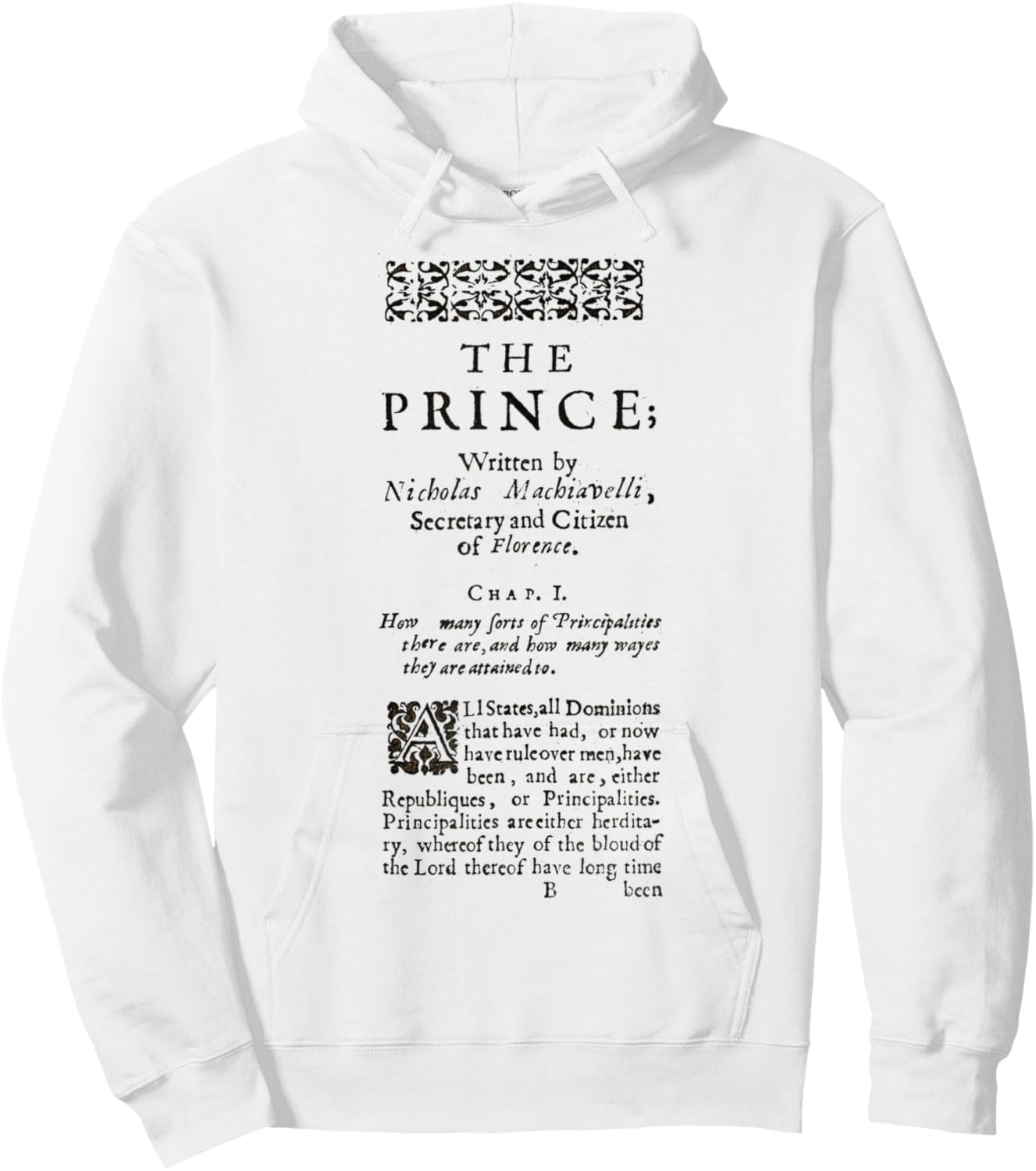 The Prince Niccolo Machiavelli First Page Hoodie - Hoodie | White