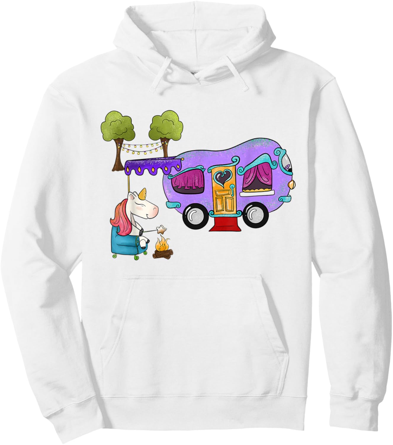 Funny Glamping Bougie Camping Unicorn Hoodie - Hoodie | White