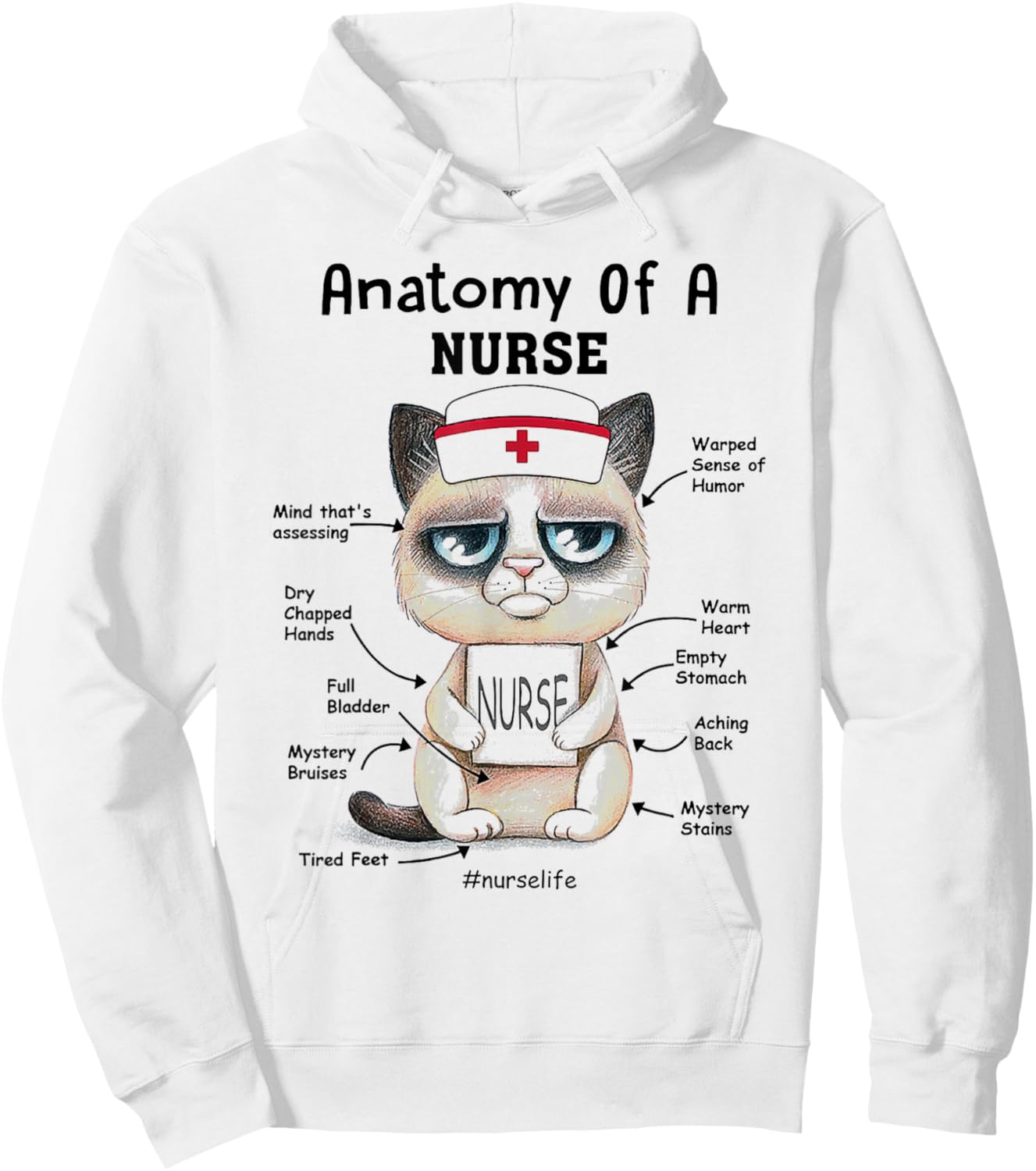Anatomy Of A Nurse Funny Cat Nurse Life Men Women Hoodie - Hoodie | White