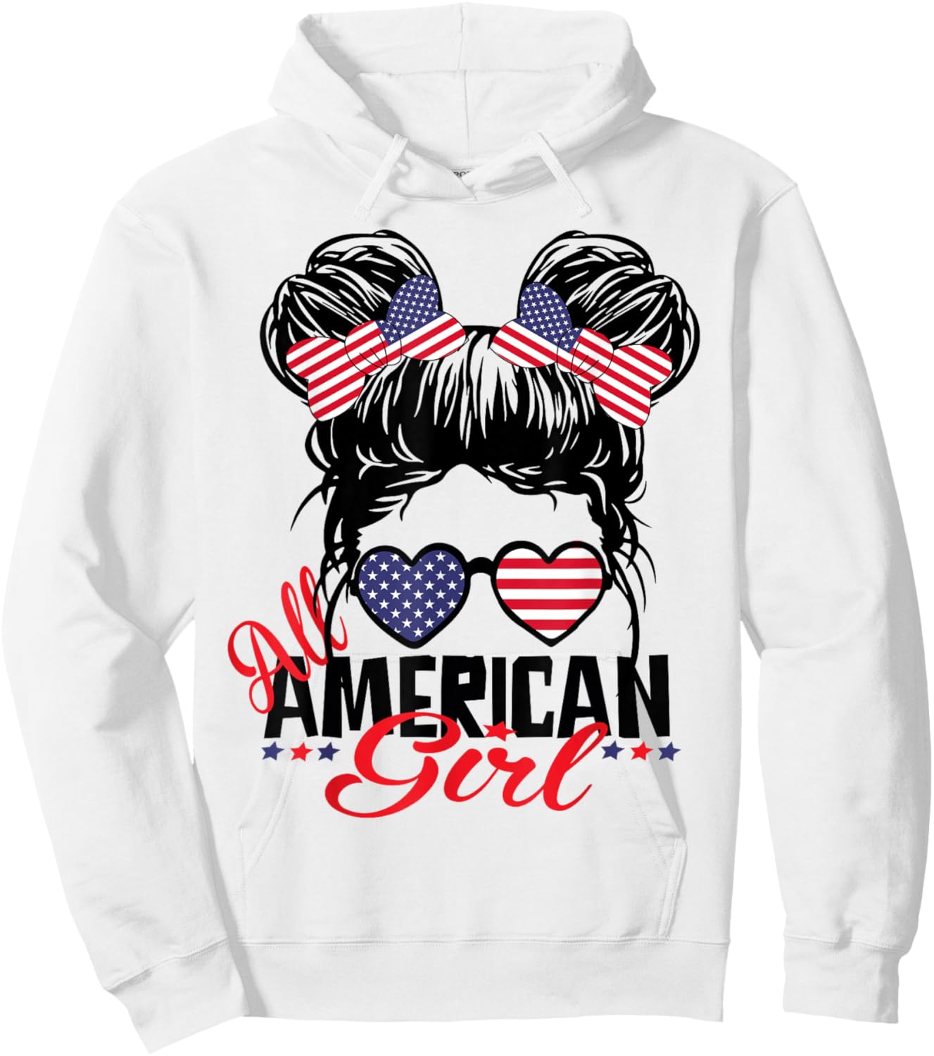 All American Girl Funny Independence 4th of July Patriotic Small Hoodie - Hoodie | White