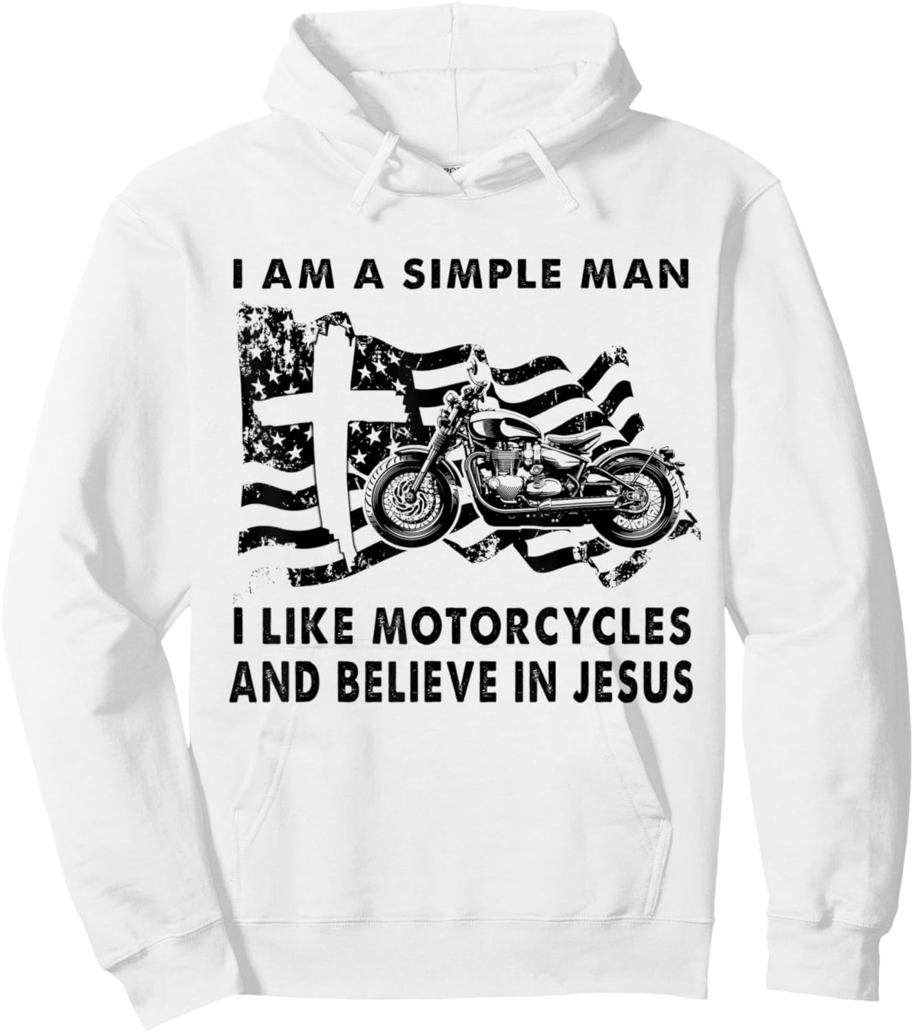 A Simple Man I Like Motorcycles And Believe In Jesus Riding Hoodie - Hoodie | White