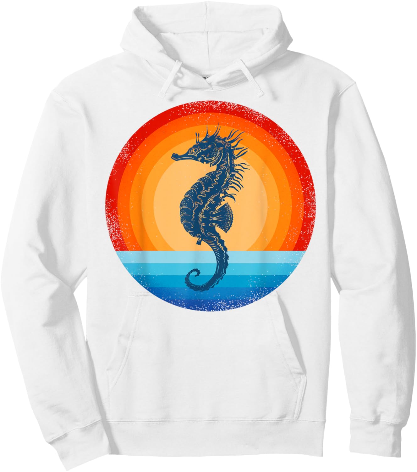 Seahorse Retro Vintage 60s 70s Sunset Seal Animal Men Women Hoodie - Hoodie | White