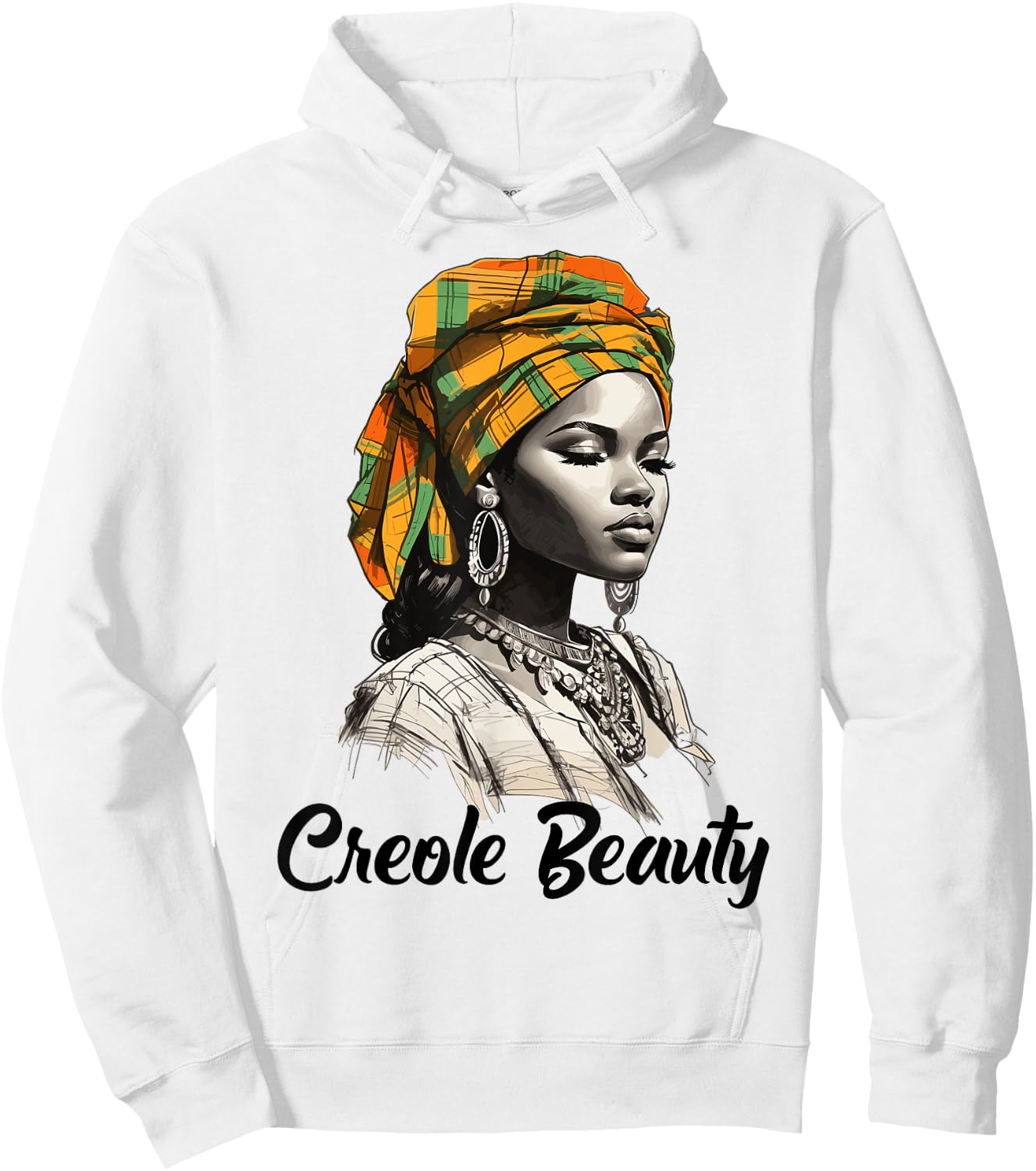 Creole Woman Jounen Kweyol Plaid St. Lucia, Dominica Women's Hoodie - Hoodie | White