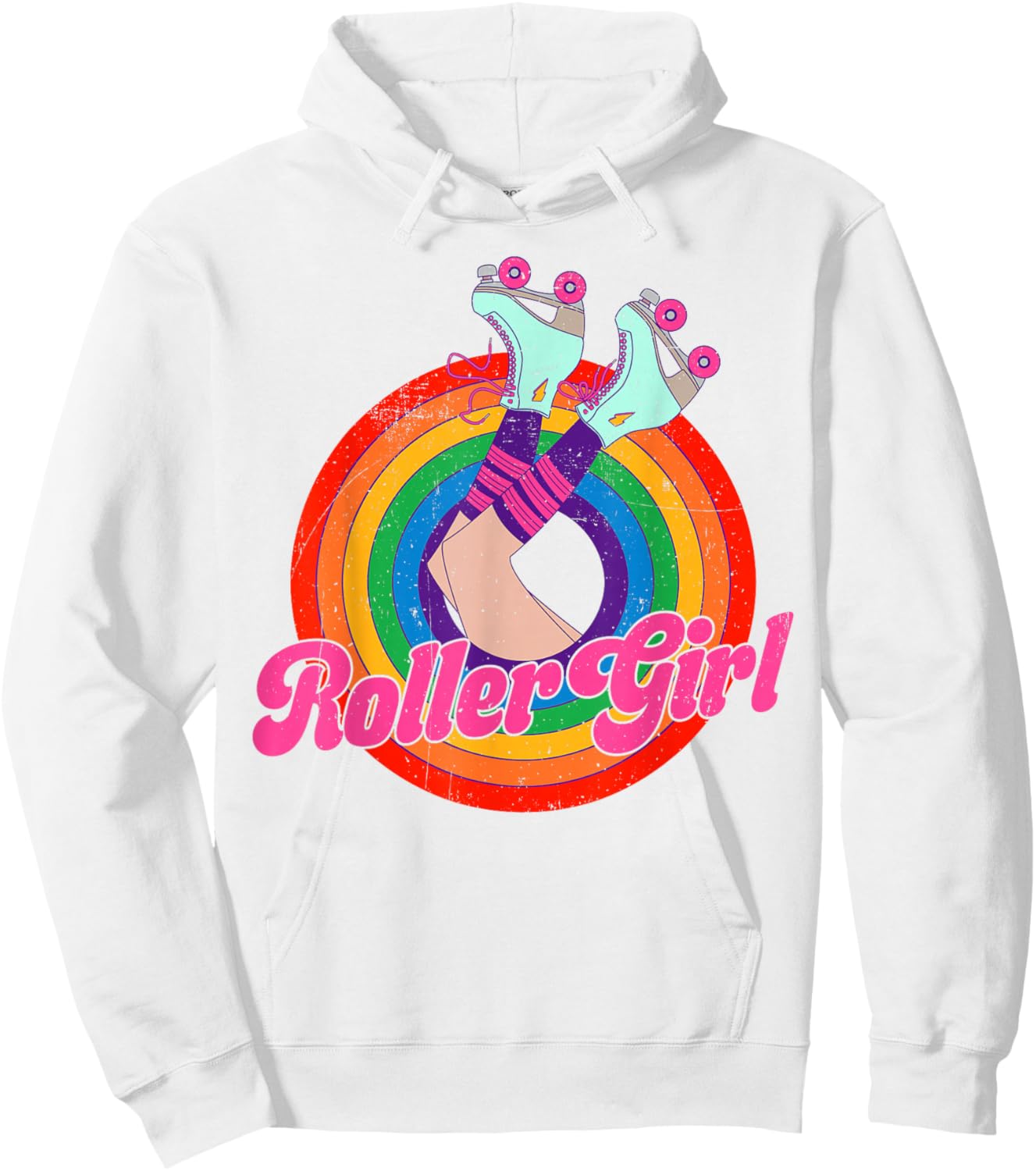 Roller Girl Skating Retro Vintage 70s 80s Skates Hoodie - Hoodie | White