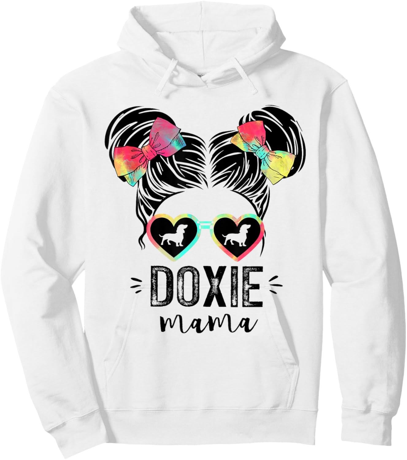 Doxie Mama Gifts Double Bun Hair Dachshund Gifts Dog Mom Women Girls Kids Hoodie - Hoodie | White