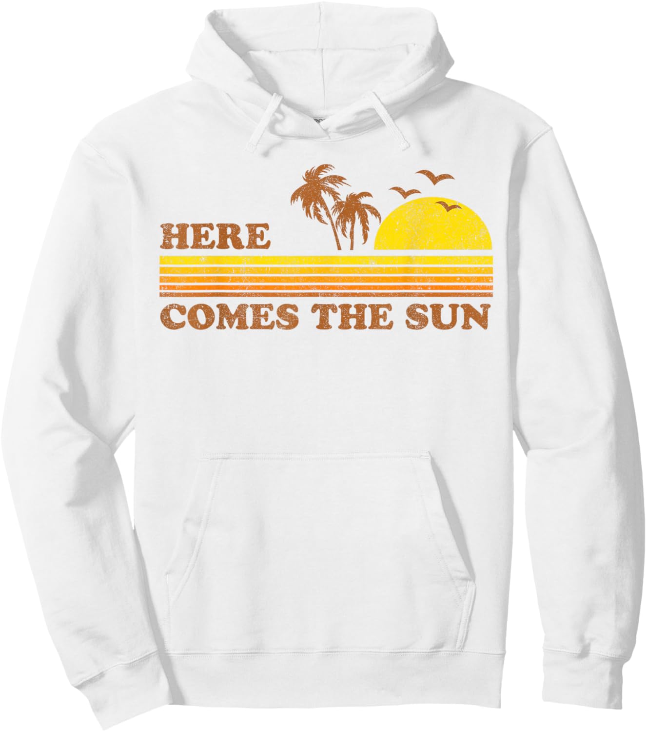 Vintage Here Comes The Sun Beach Retro Sunset 70's Gift Men Women Kids Hoodie - Hoodie | White