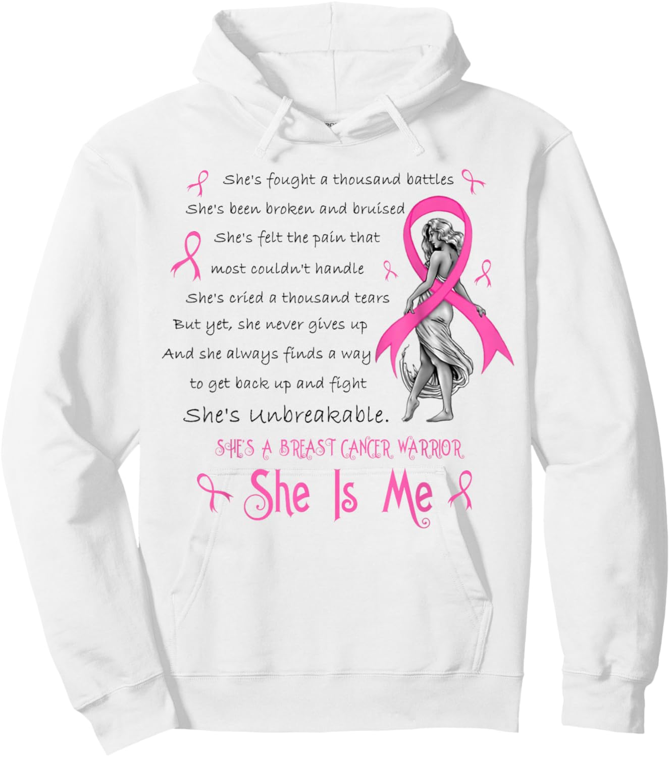 She's A Breast Cancer Warrior She Is Me Breast Cancer Month Hoodie - Hoodie | White