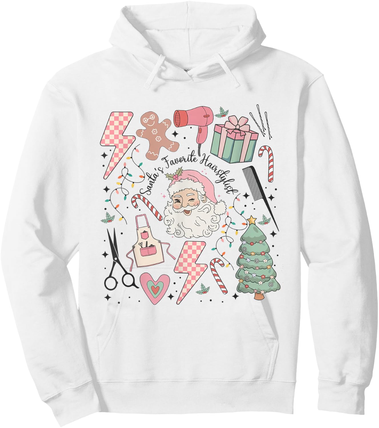 Retro Christmas Hairstylist Santas Favorite Hair Stylist Hoodie - Hoodie | White