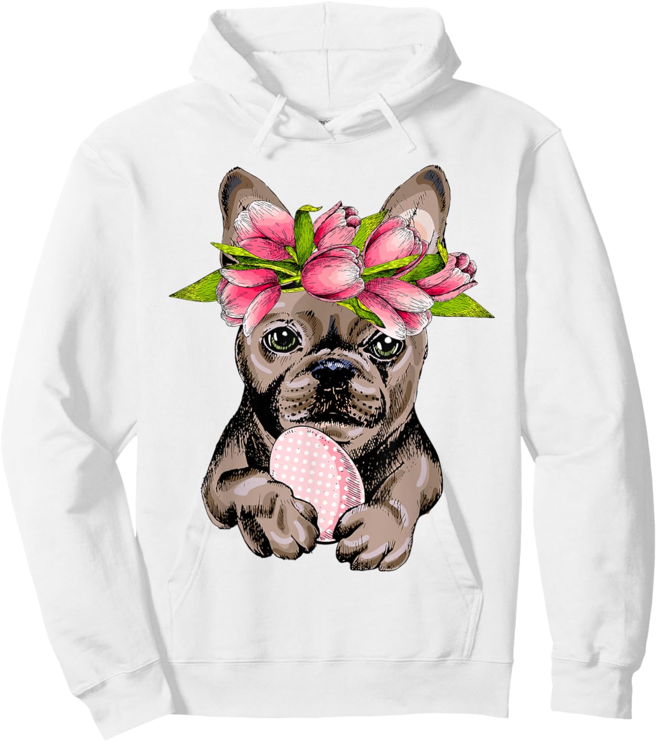 Bunny French Bulldog Dog Happy Easter Day Lover Egg Hunt Men Women Girls Kids Hoodie - Hoodie | White