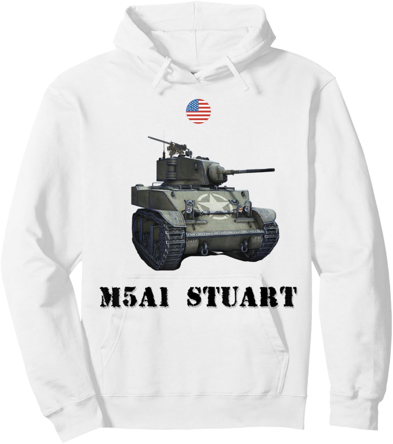 M5A1 Stuart, USA Light Tank WW2 Military Machinery Hoodie - Hoodie | White