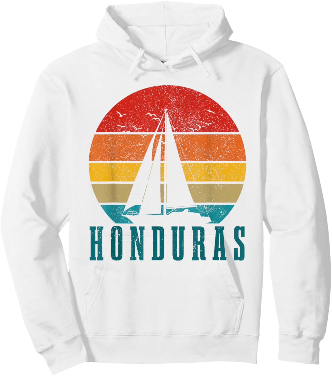 Honduras Vintage Sailing Boat Sailor Souvenir Hoodie - Hoodie | White