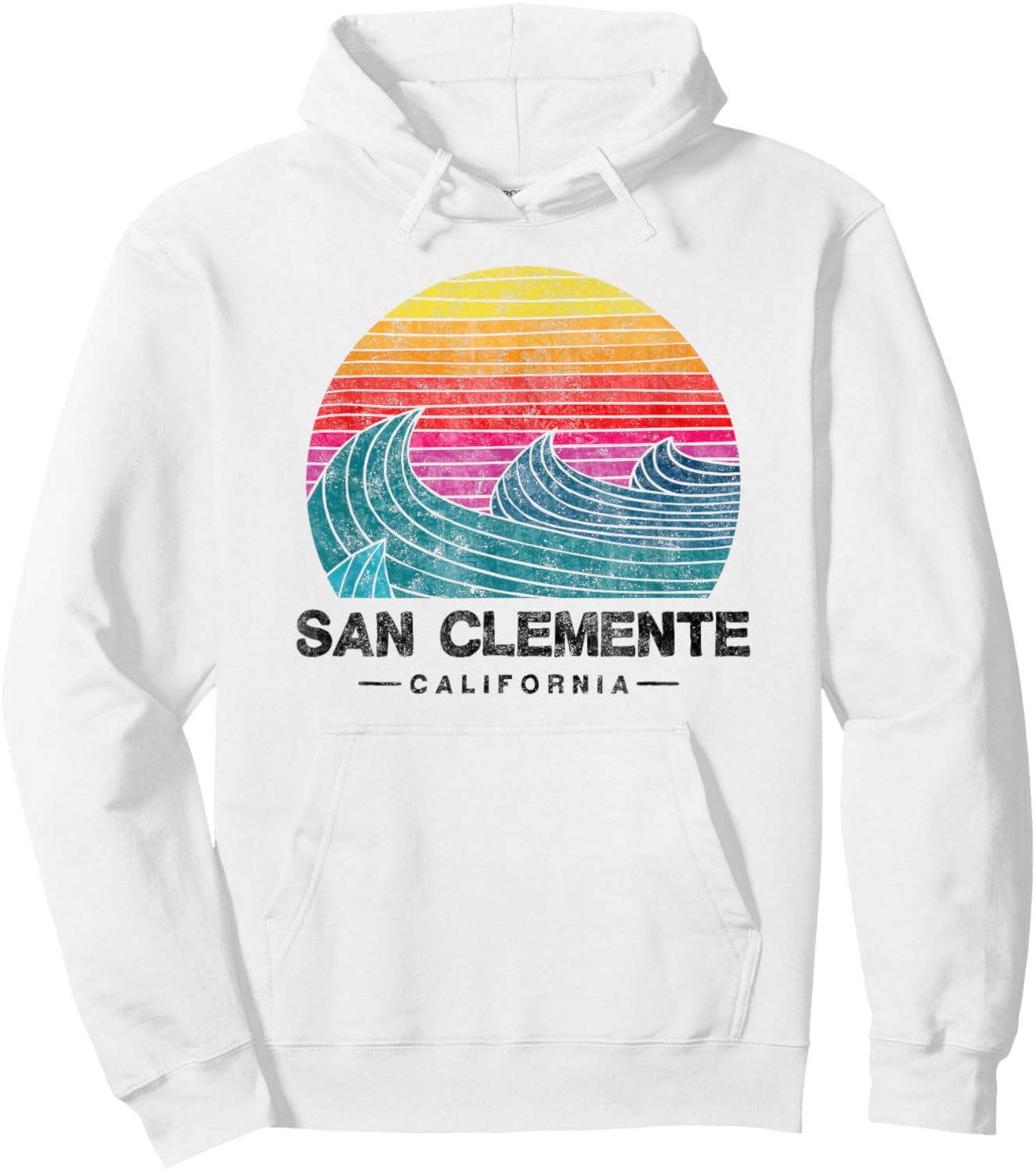San Clemente Surfing Waves Beach Retro Cali Sunset Surf Hoodie - Hoodie | White