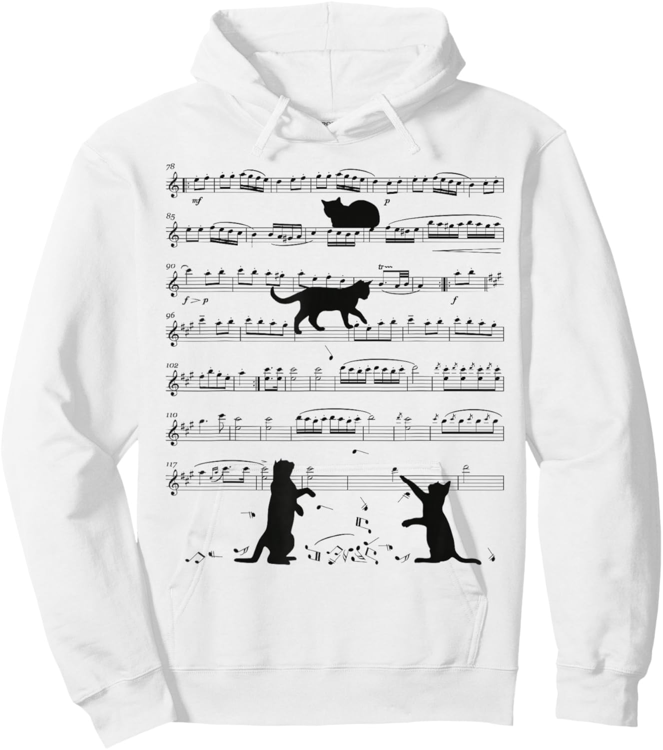 Music Cat Lover Funny Musician Notes Kitten Playing Music Hoodie - Hoodie | White