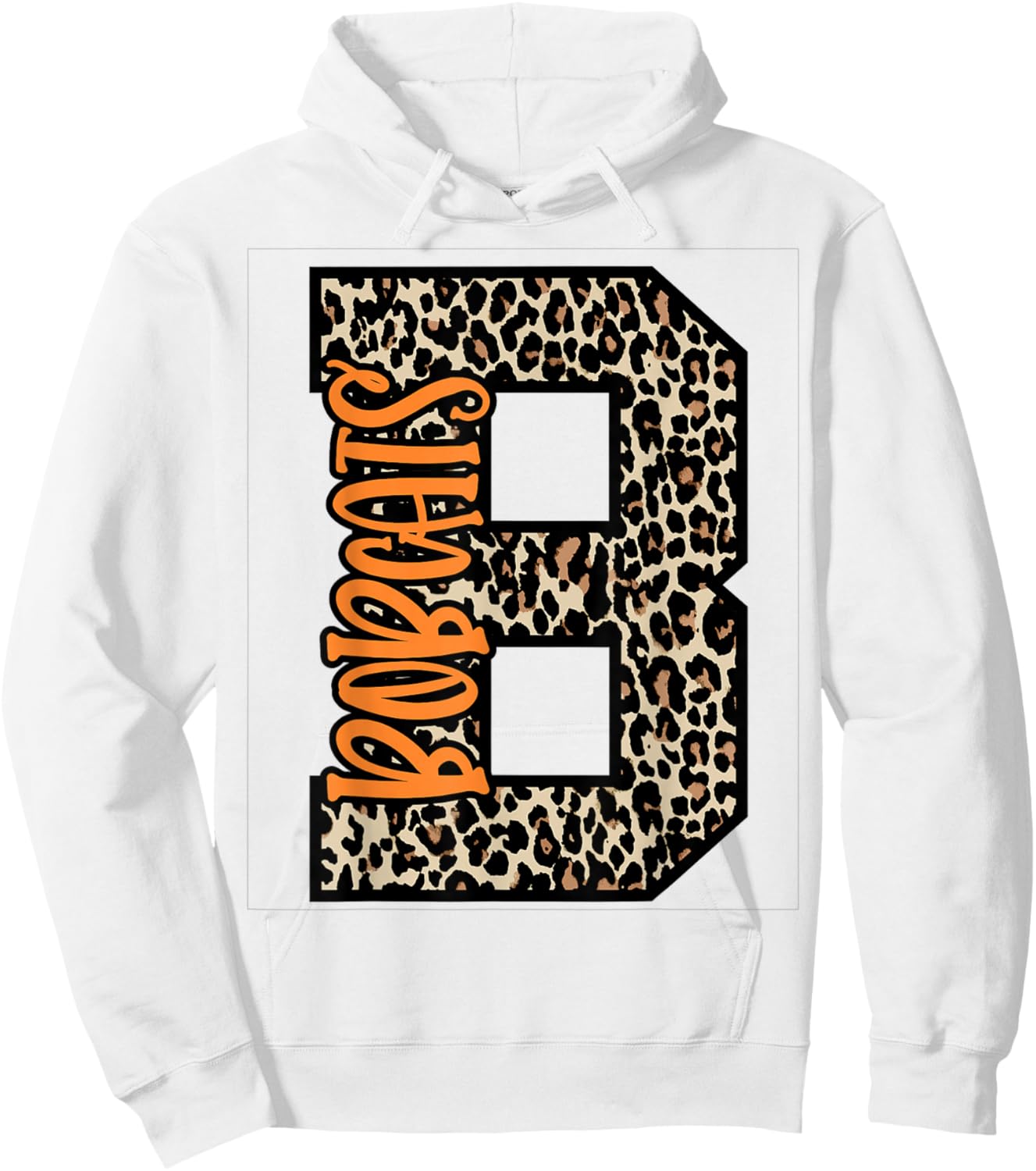 Bobcats Leopard Letter School Spirit Orange Hoodie - Hoodie | White