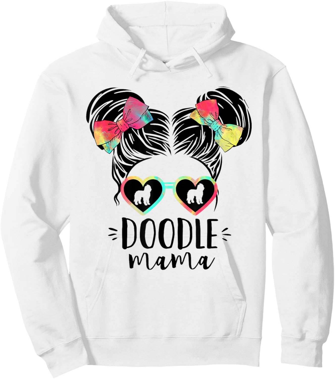 Doodle Mama Gifts Double Bun Hair Goldendoodle Gifts Dog Mom Hoodie - Hoodie | White