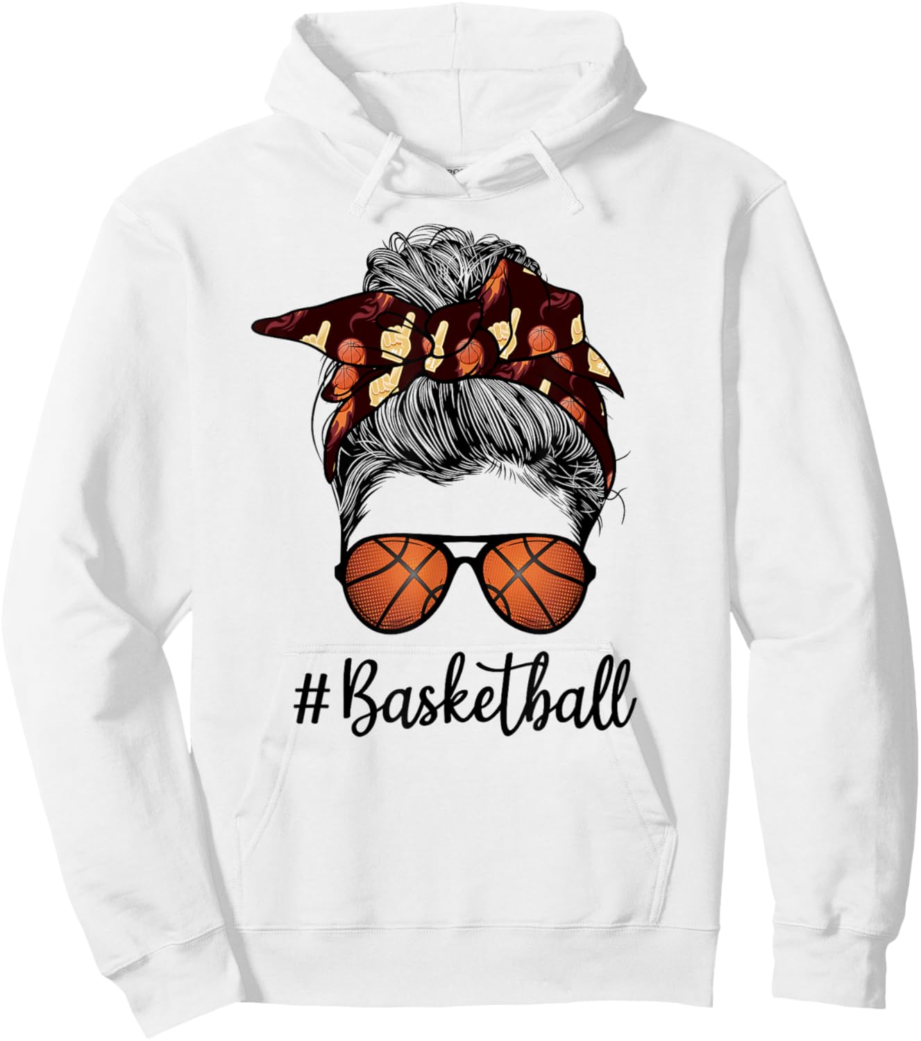 Bleached Life Basketball Mom Leopard Messy bun Glasses Hoodie - Hoodie | White