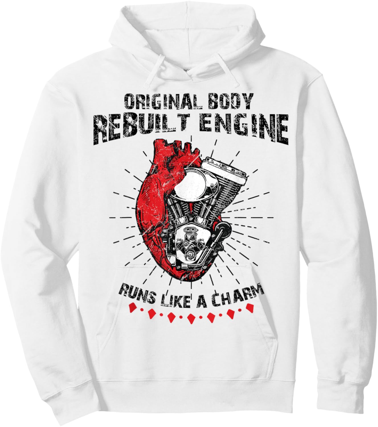 Funny Open Heart Surgery Original Body Rebuilt Engine Hoodie - Hoodie | White