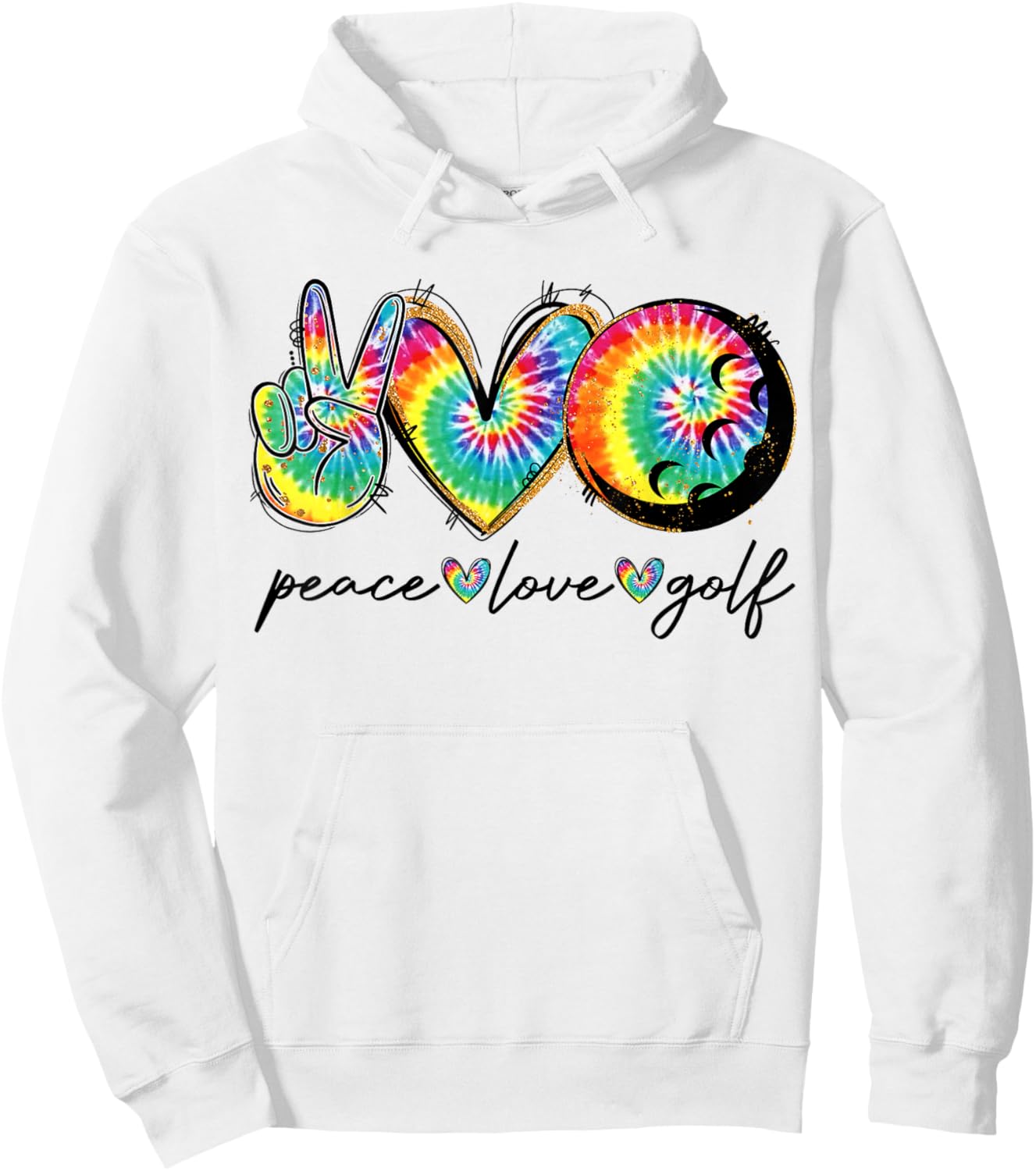 Peace Love Golf Funny Tie Dye Golf Lovers Hoodie - Hoodie | White